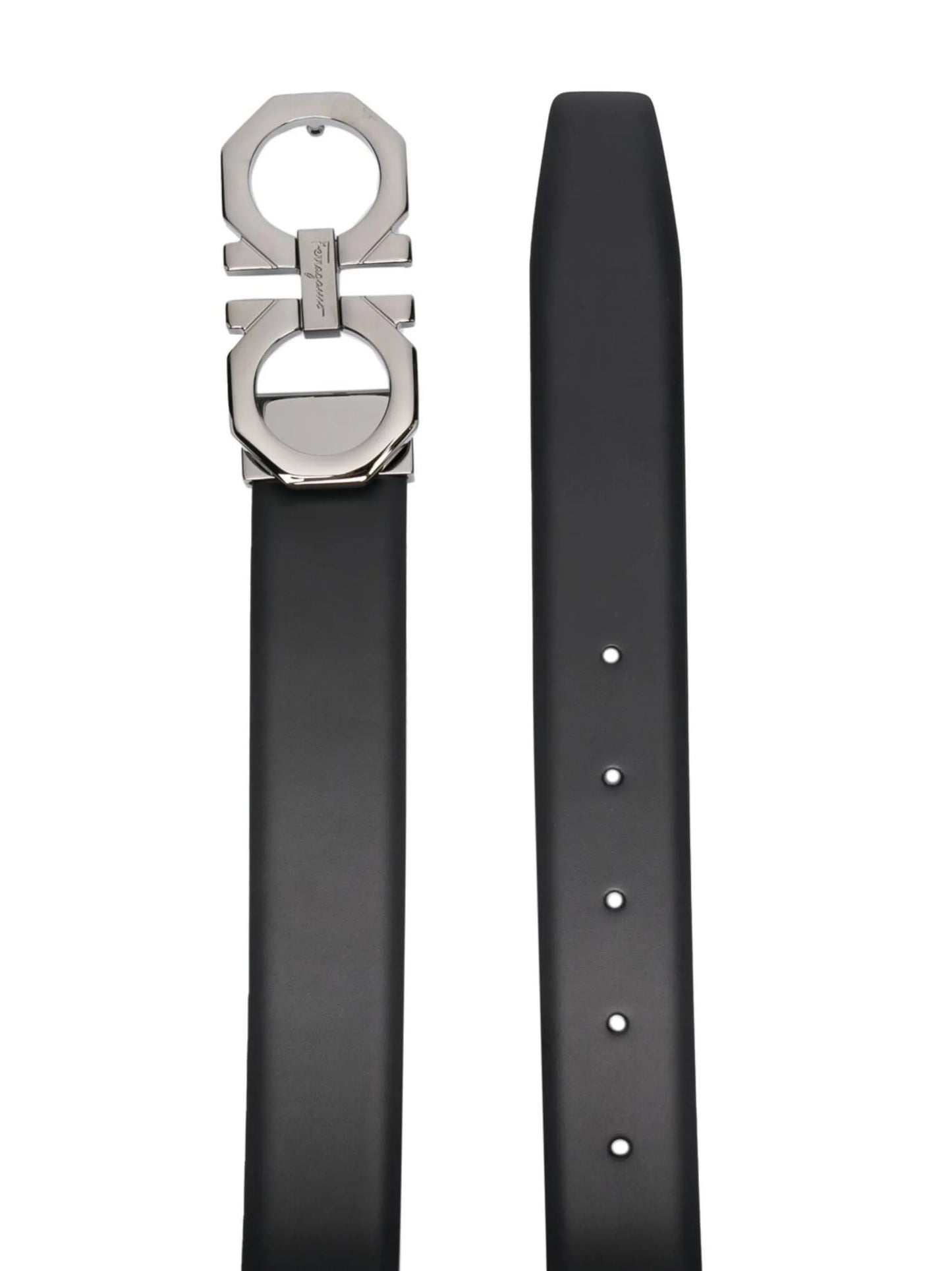 Gancini-buckle leather belt