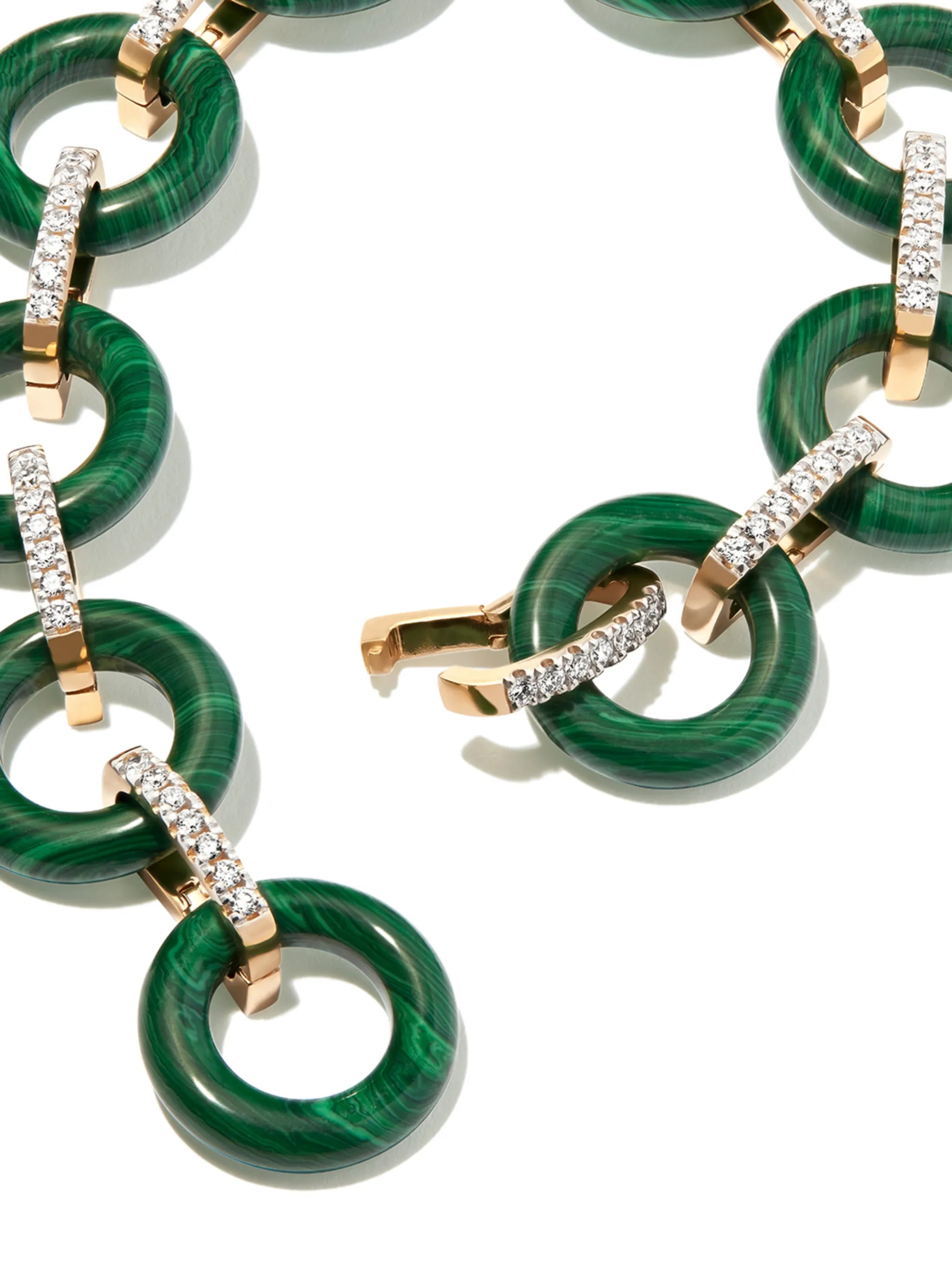 14kt yellow gold malachite and diamond bracelet