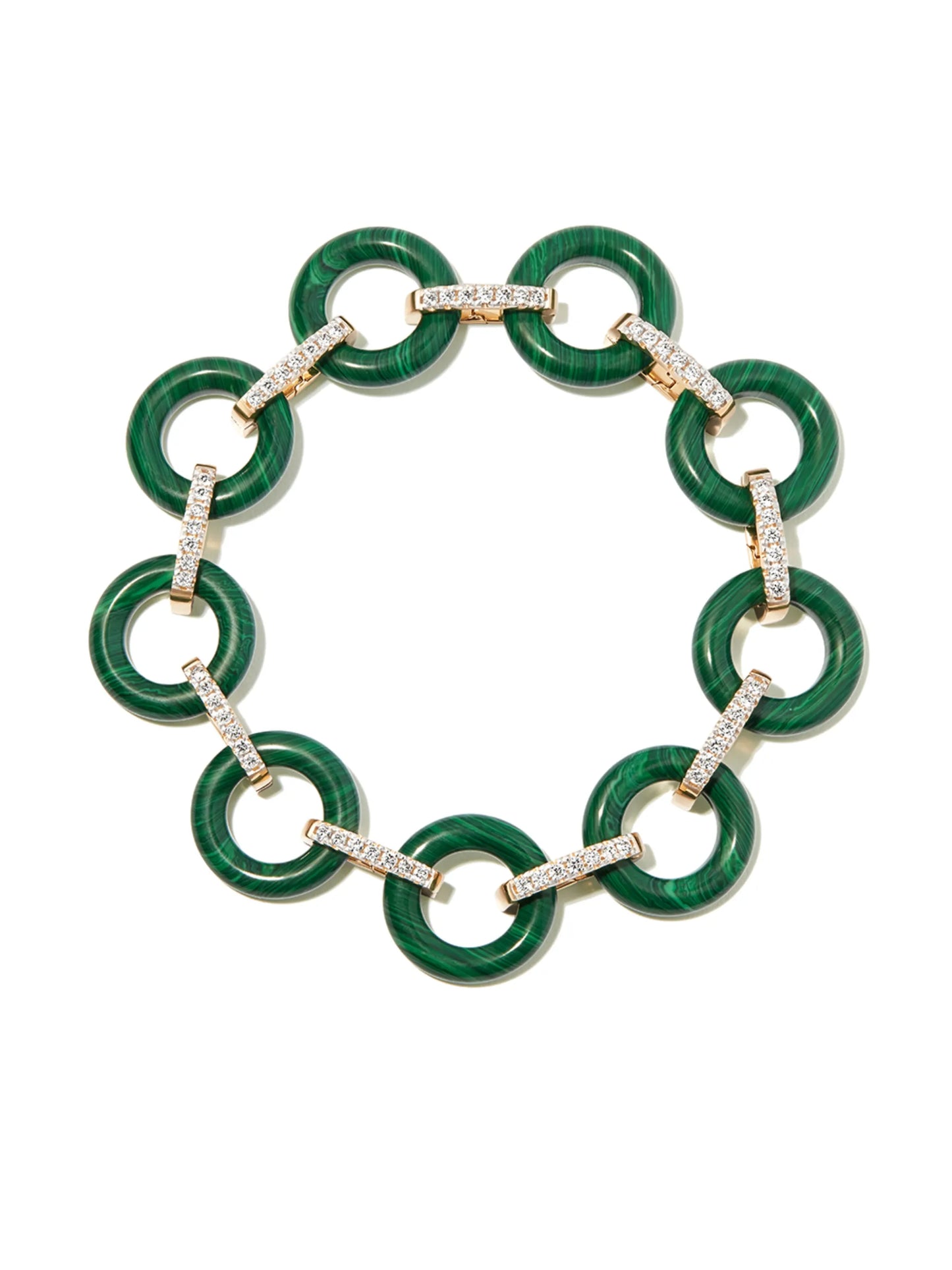 14kt yellow gold malachite and diamond bracelet