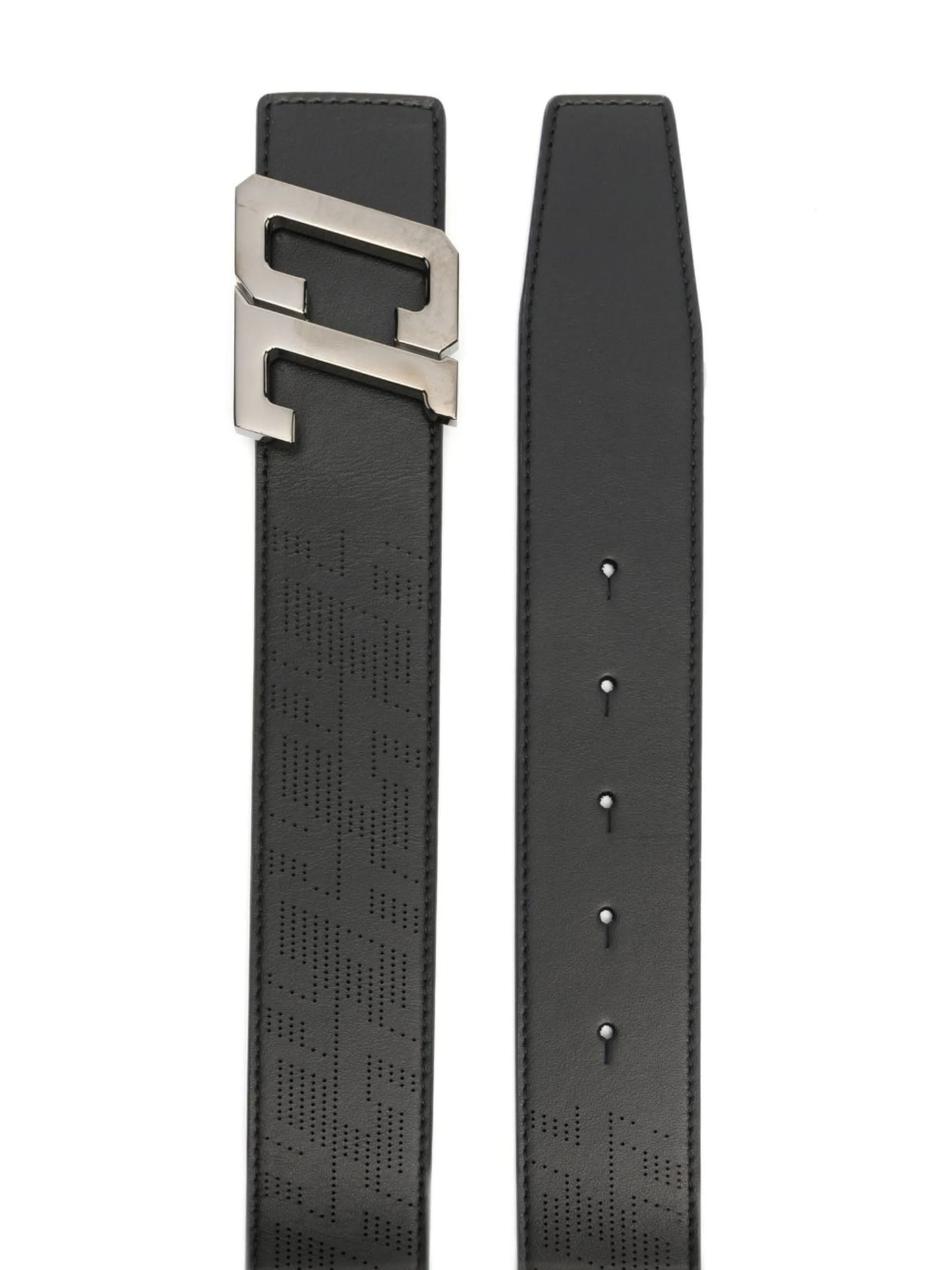 monogram-buckle leather belt