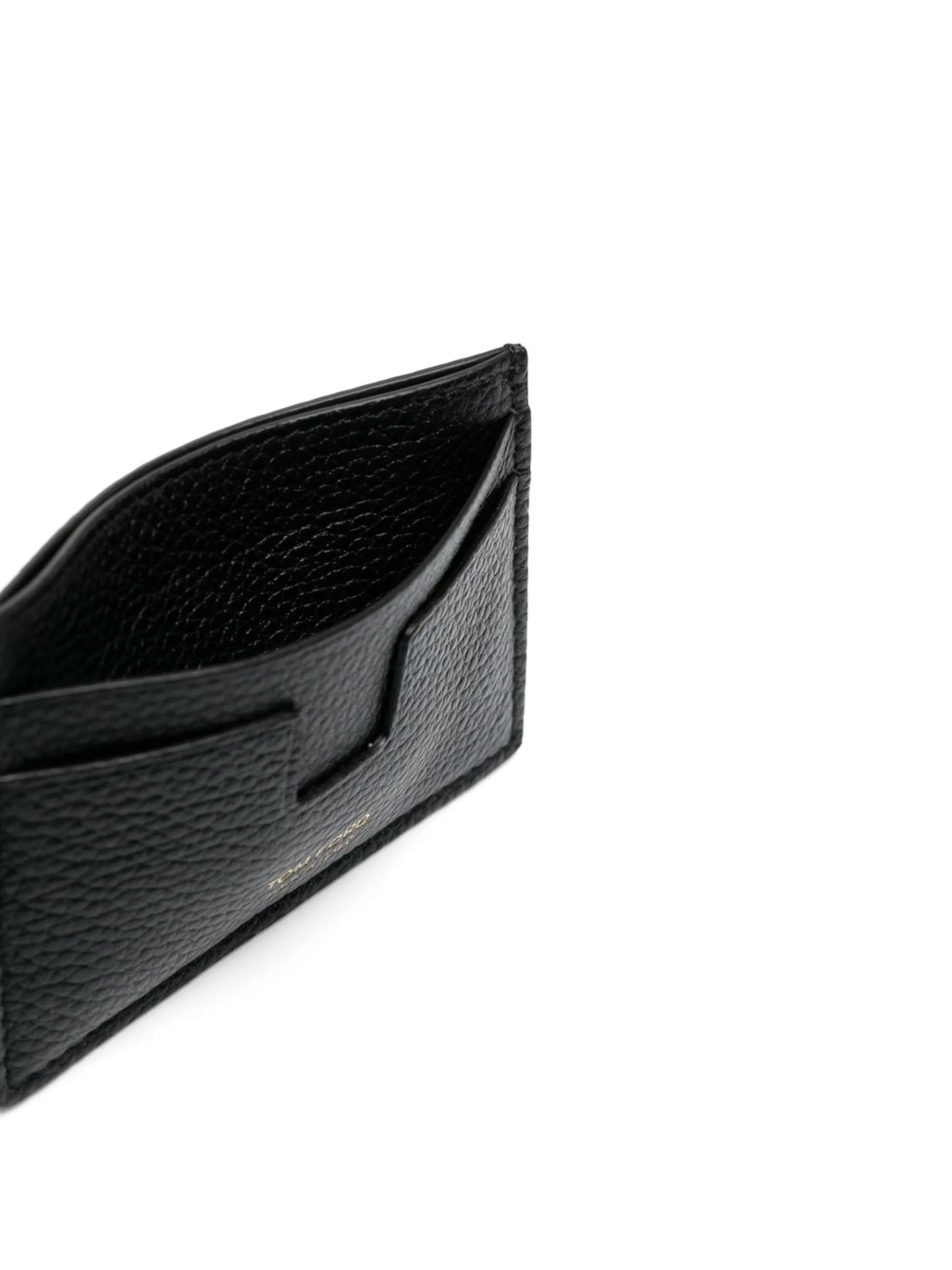 logo-print leather card holder
