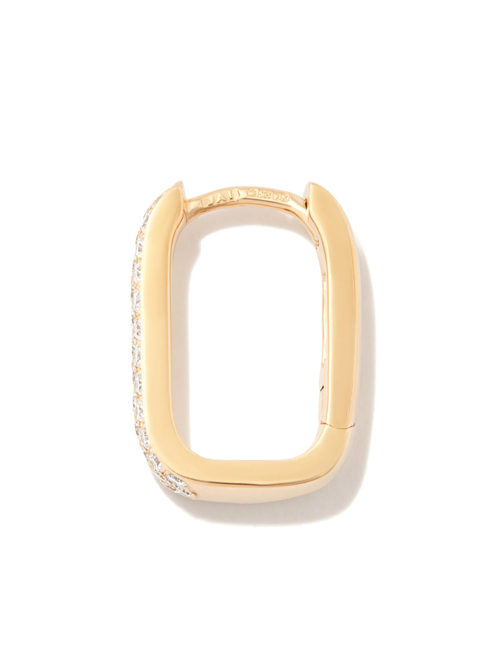 14kt yellow gold diamond hoop earring