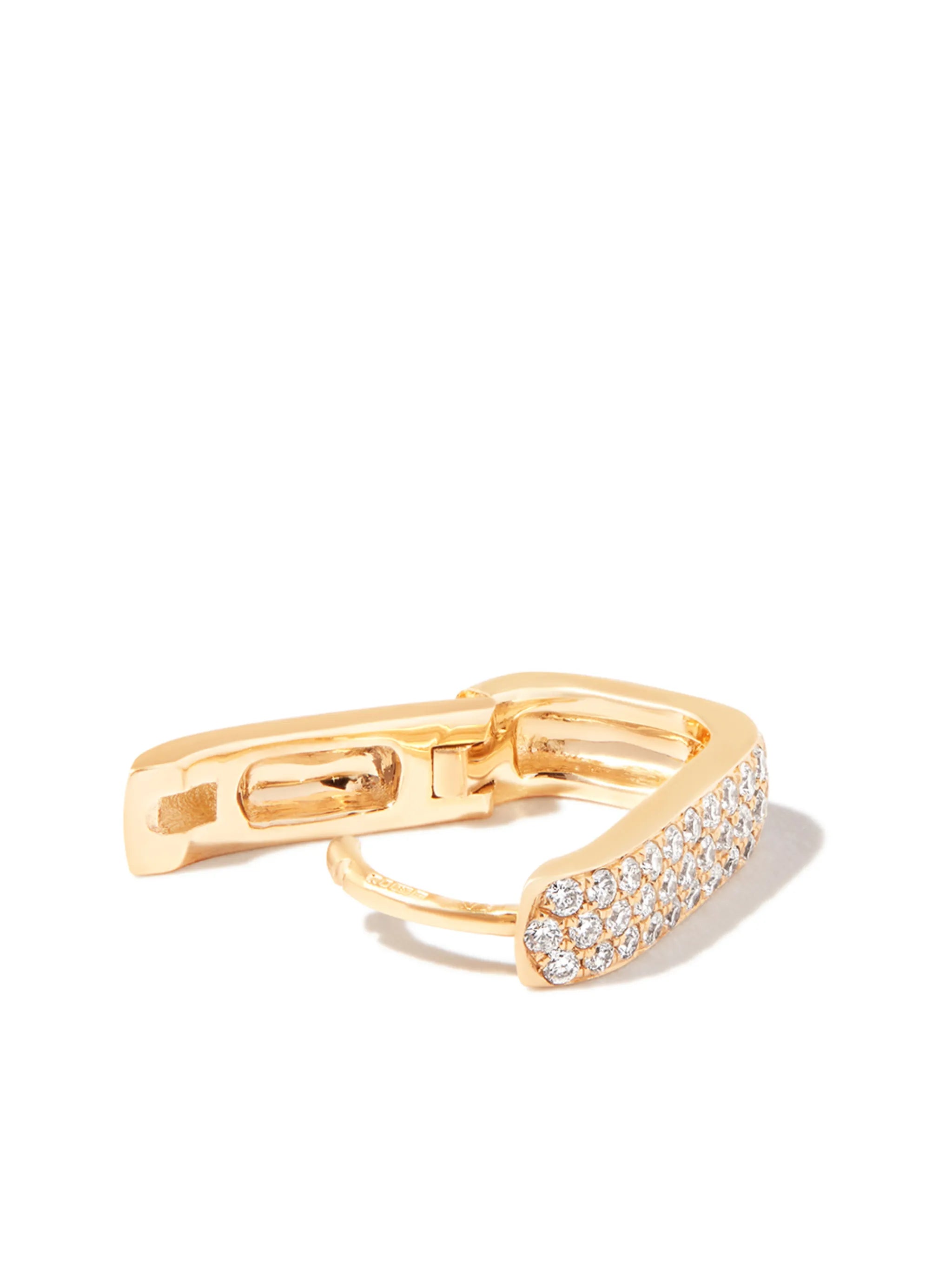 14kt yellow gold diamond hoop earring