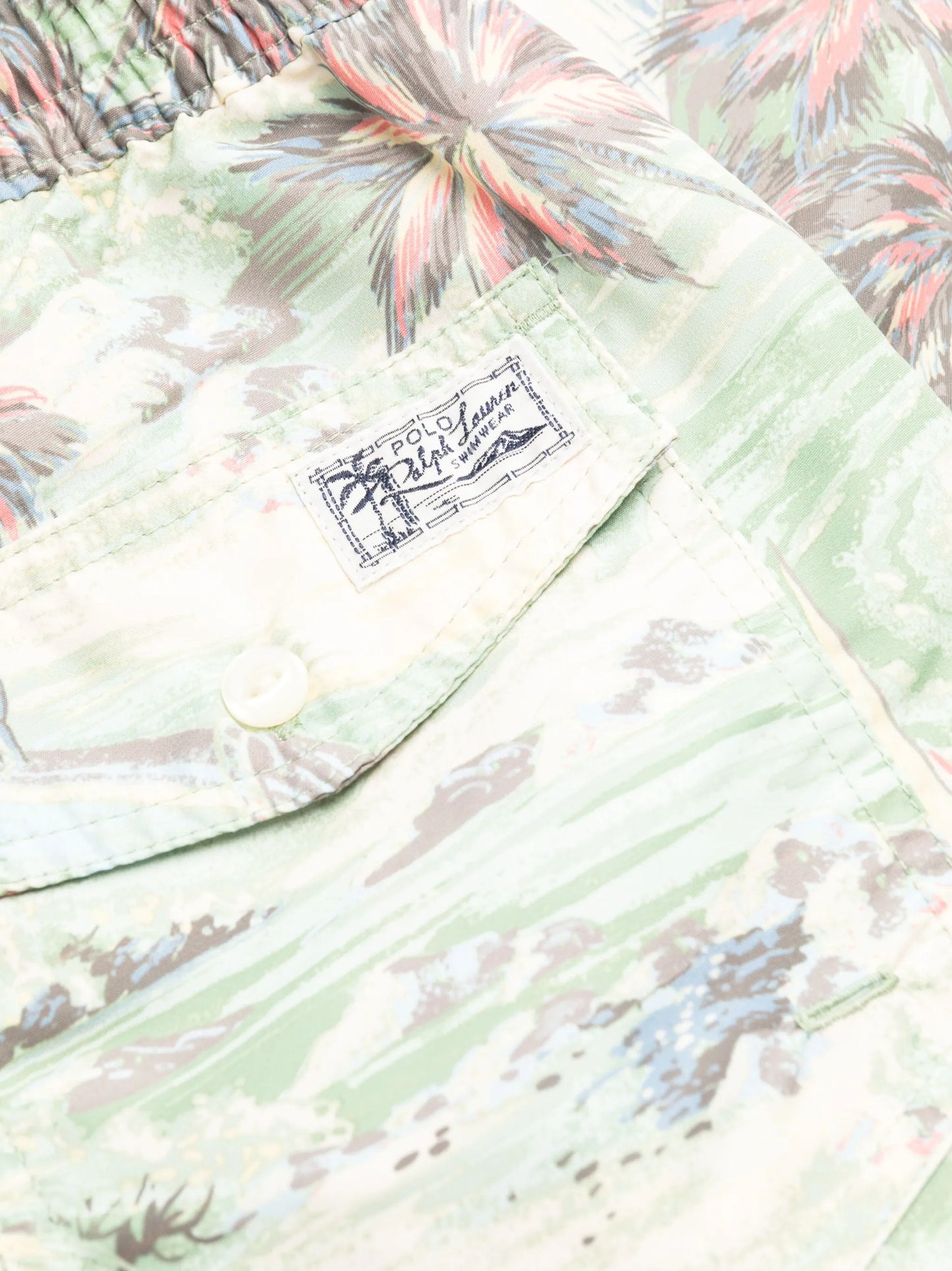 beach-print drawstring swim shorts