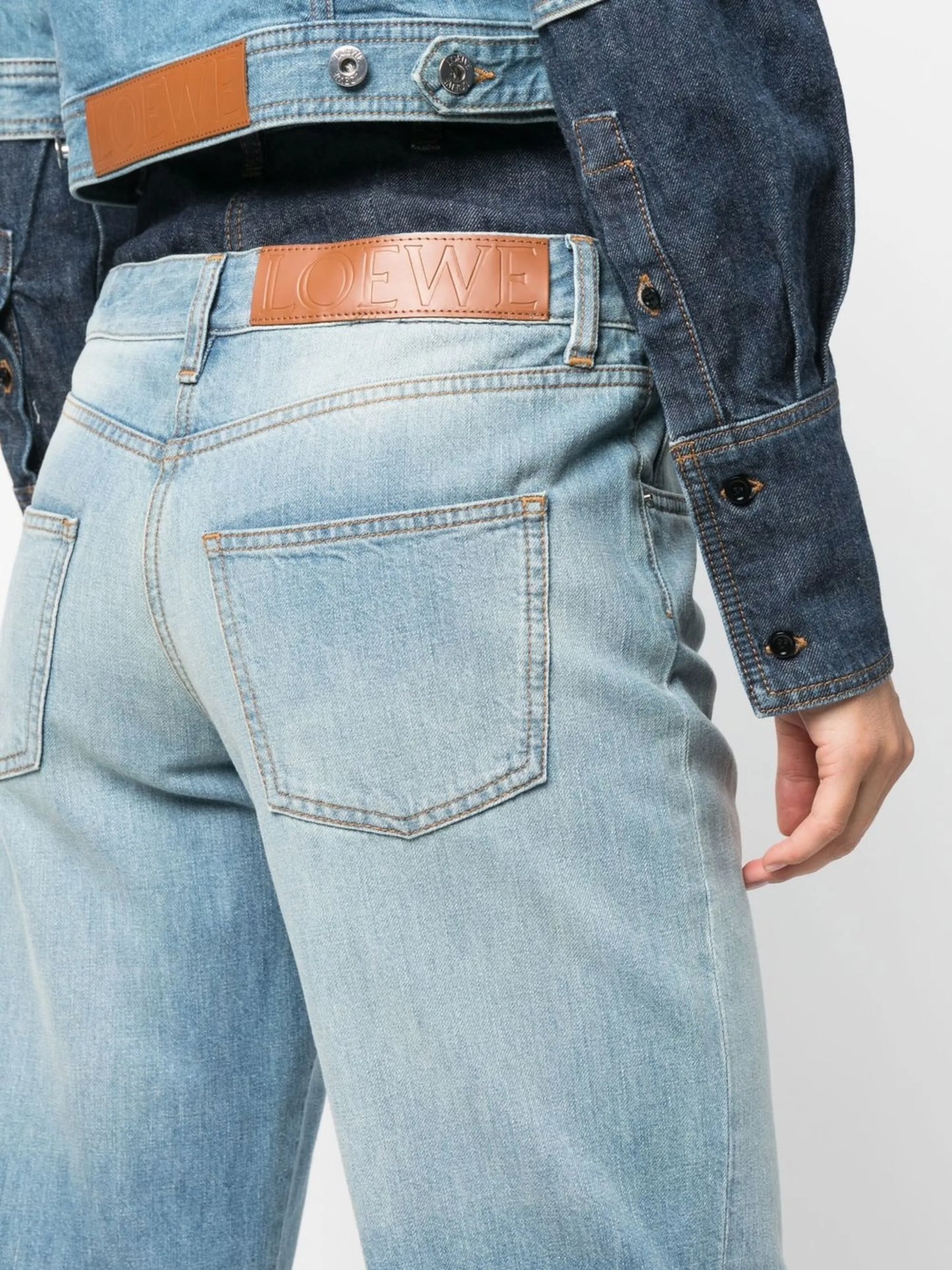 double-layered tapered jeans