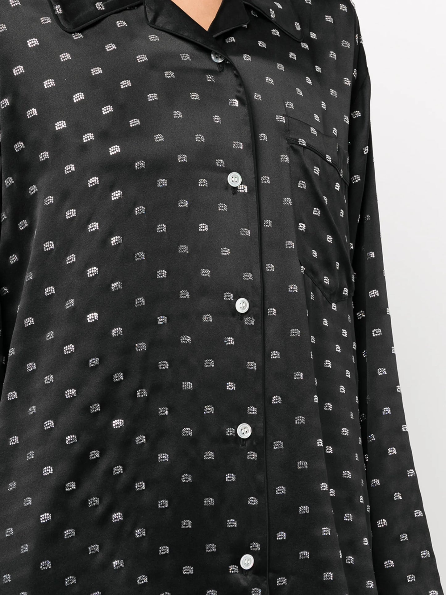 crystal-embellished silk pajama shirt