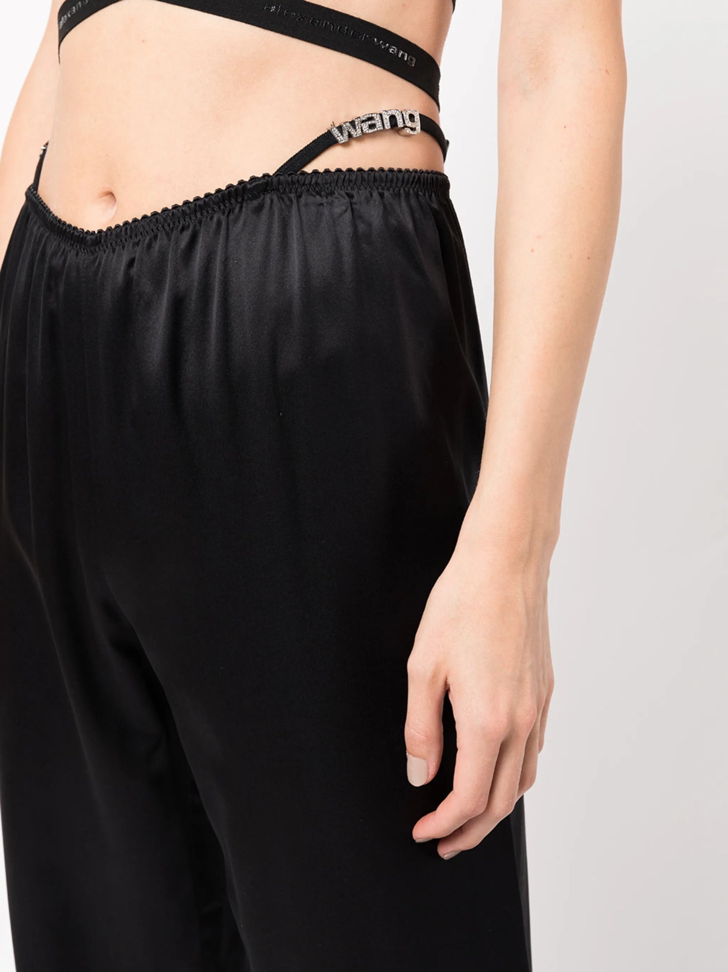 crystal thong satin trousers
