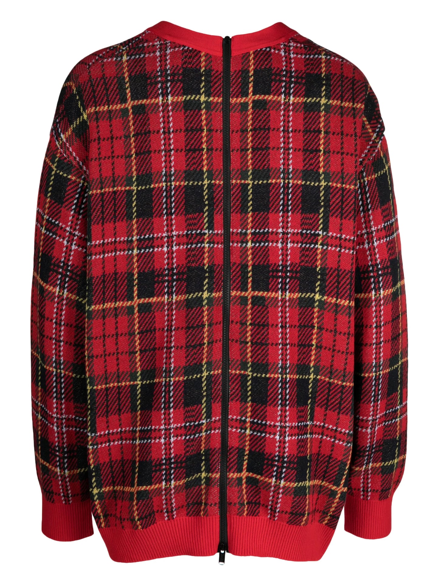 plaid-check cotton cardigan