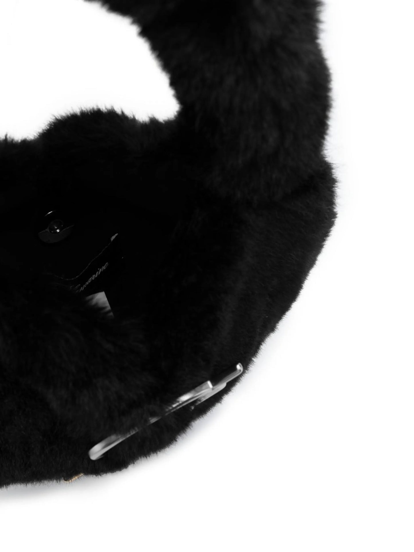 logo plaque faux fur tote bag