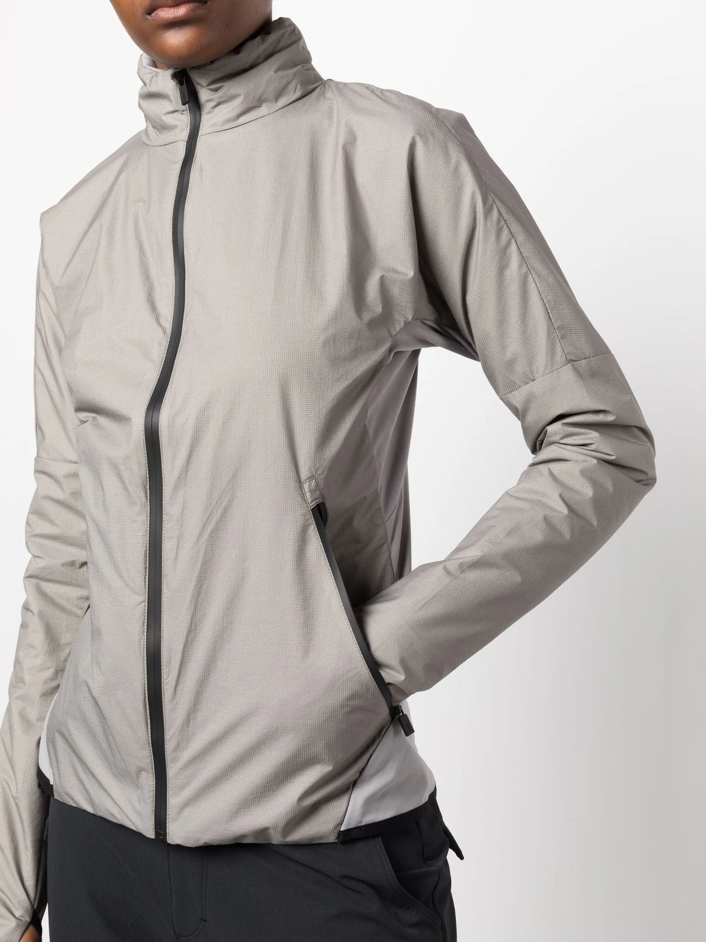 concealed-hood zip-up track jacket