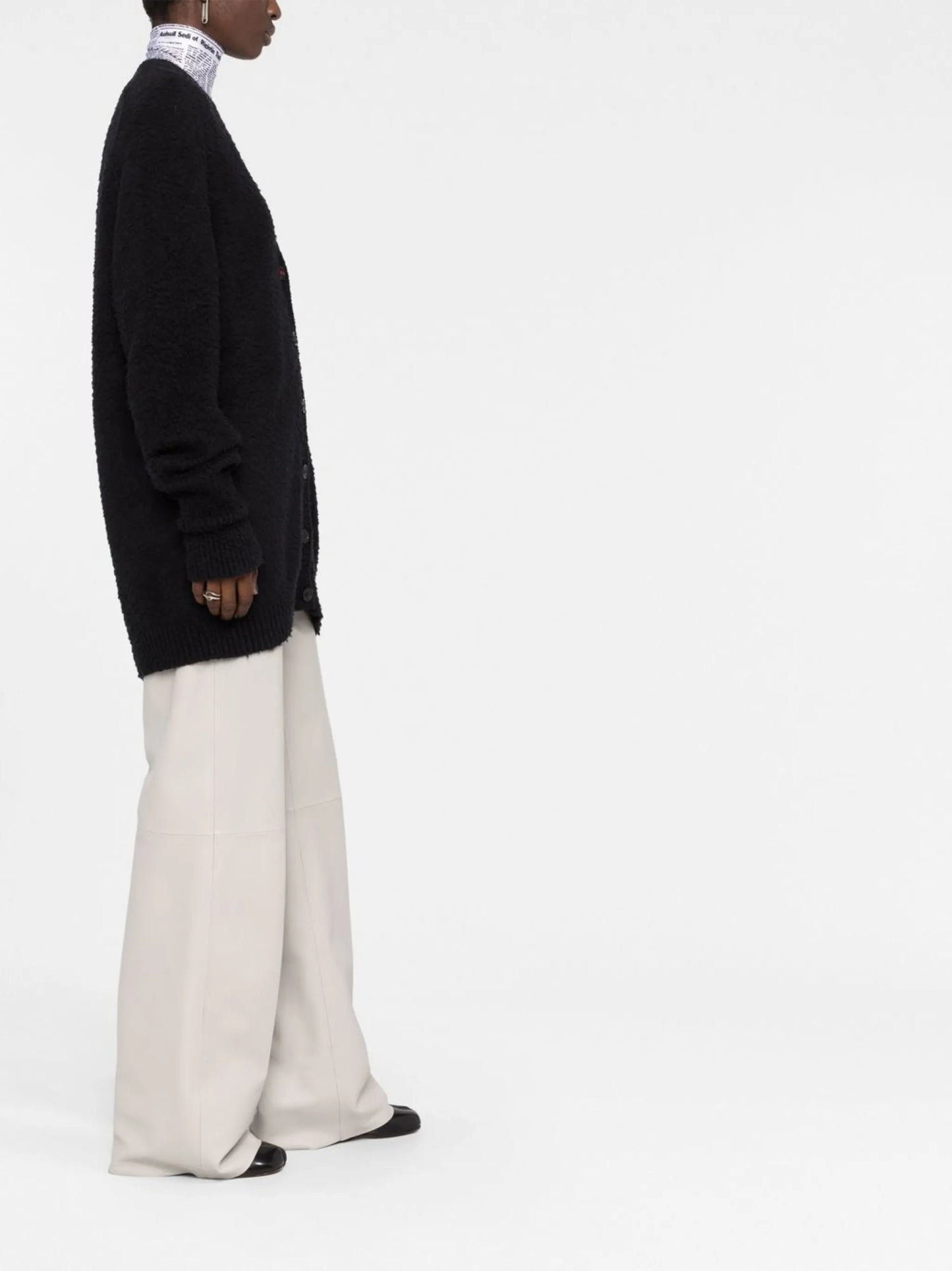 Piled V-neck cardigan