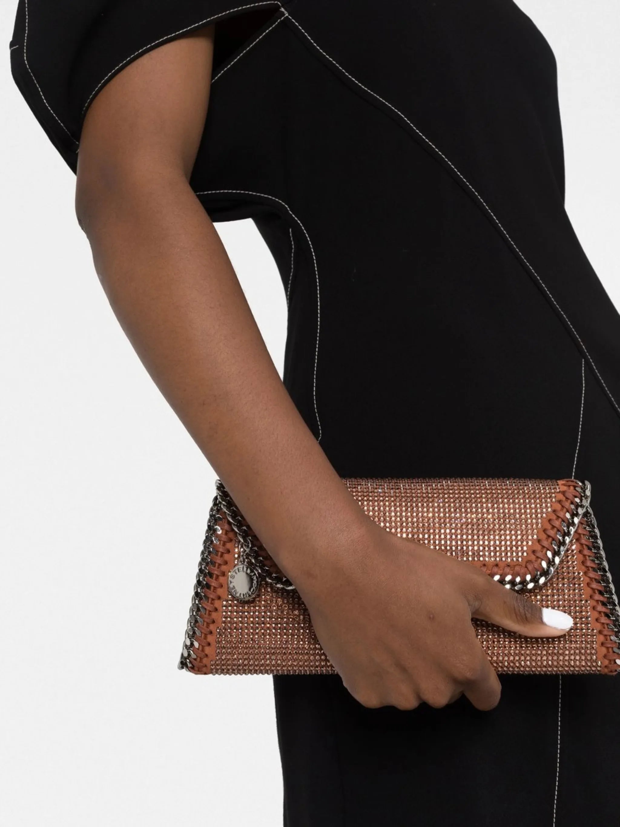 Falabella crystal-embellished clutch bag