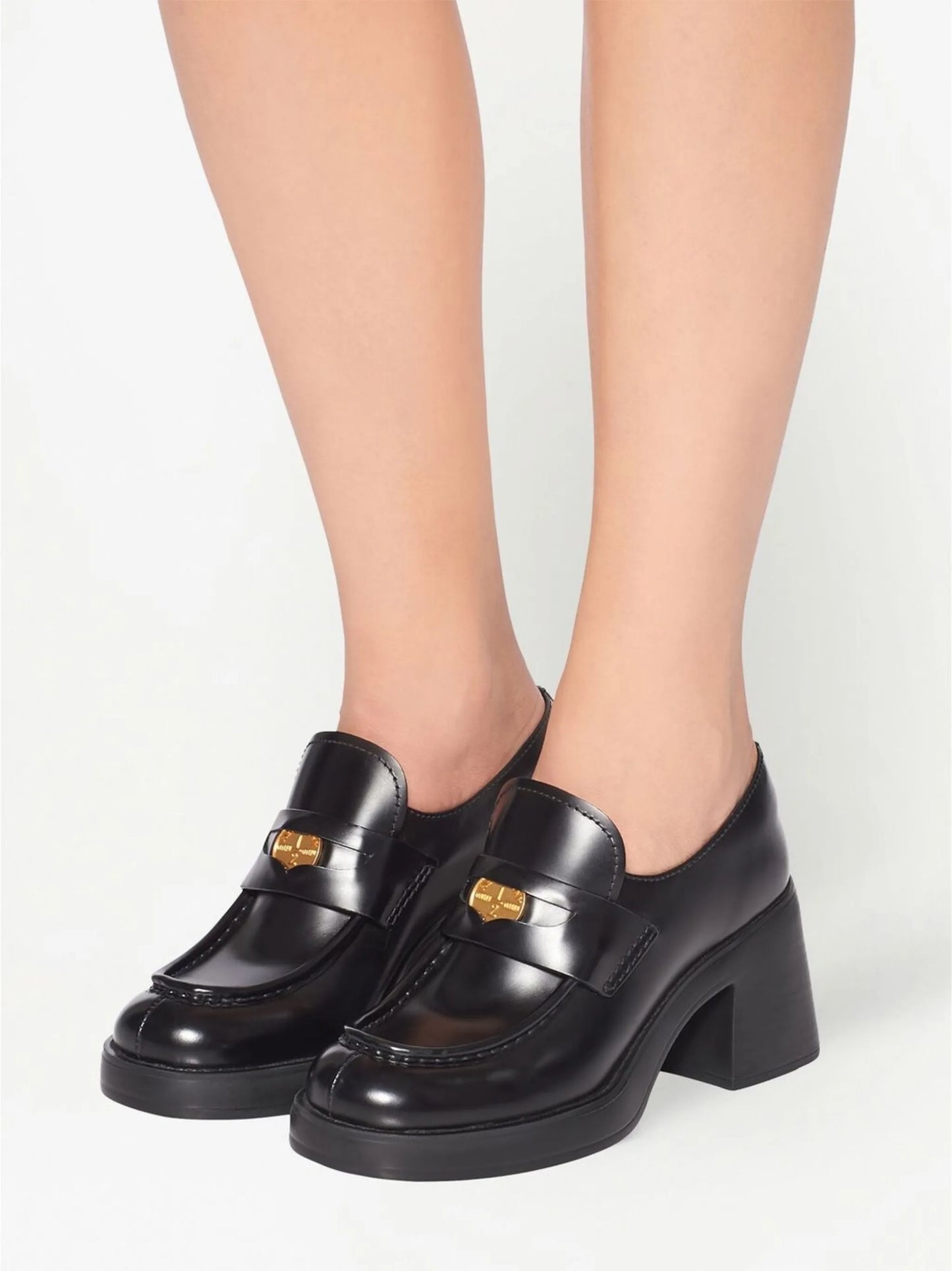 75mm heel leather penny loafers