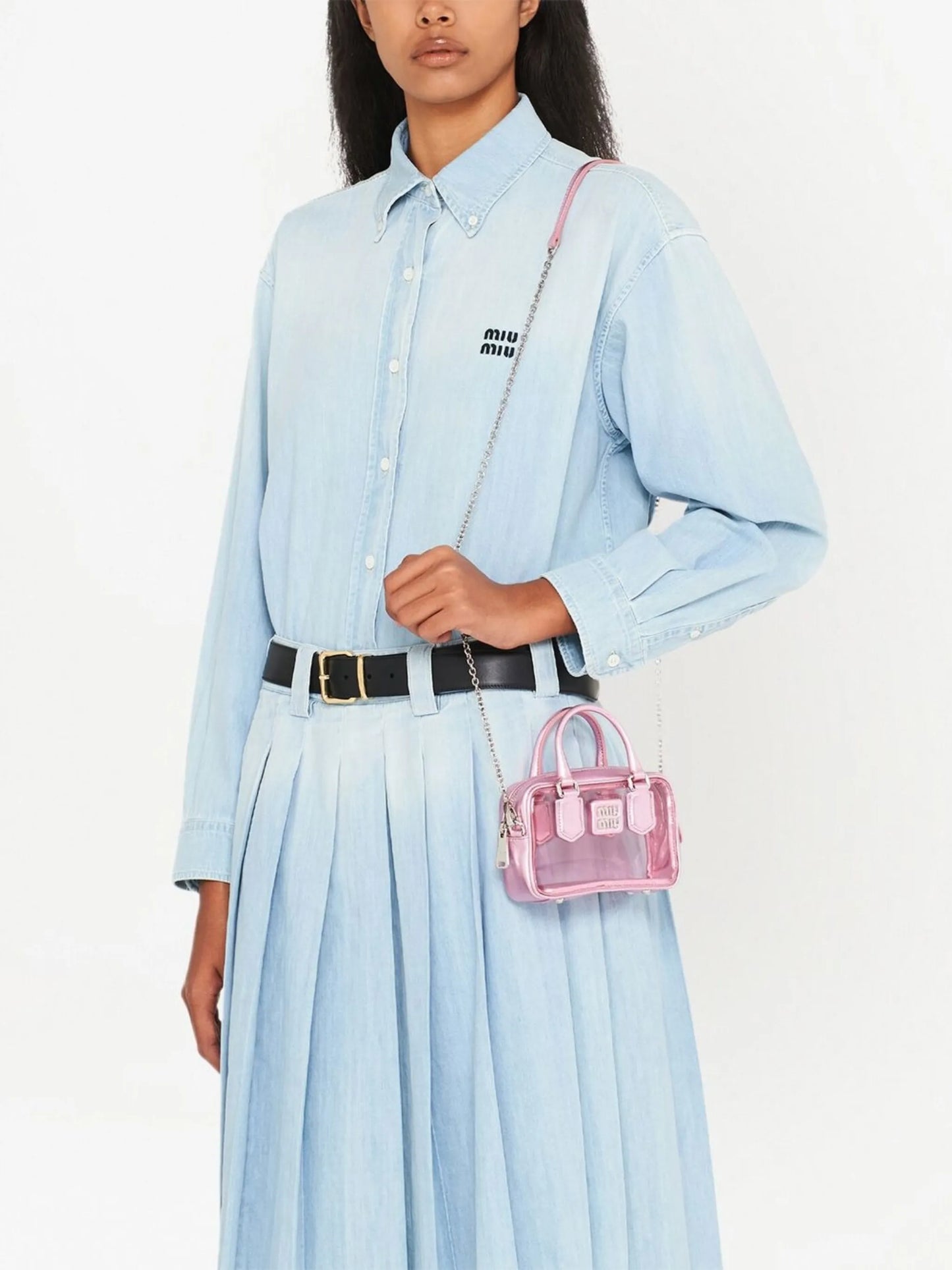 logo-appliqué clear mini bag