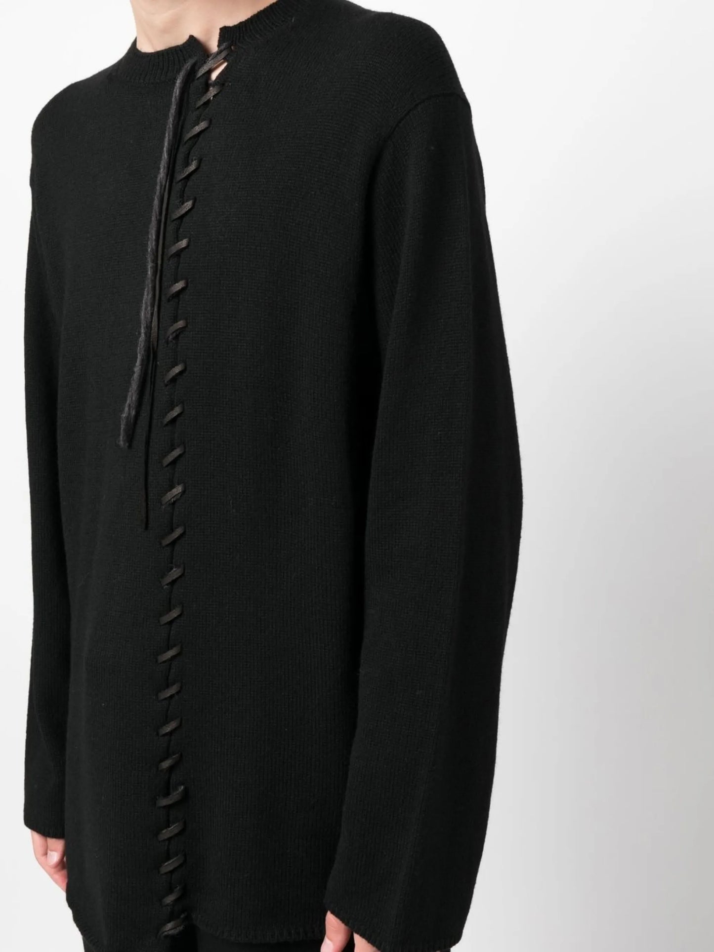 laced-front long-sleeve shirt