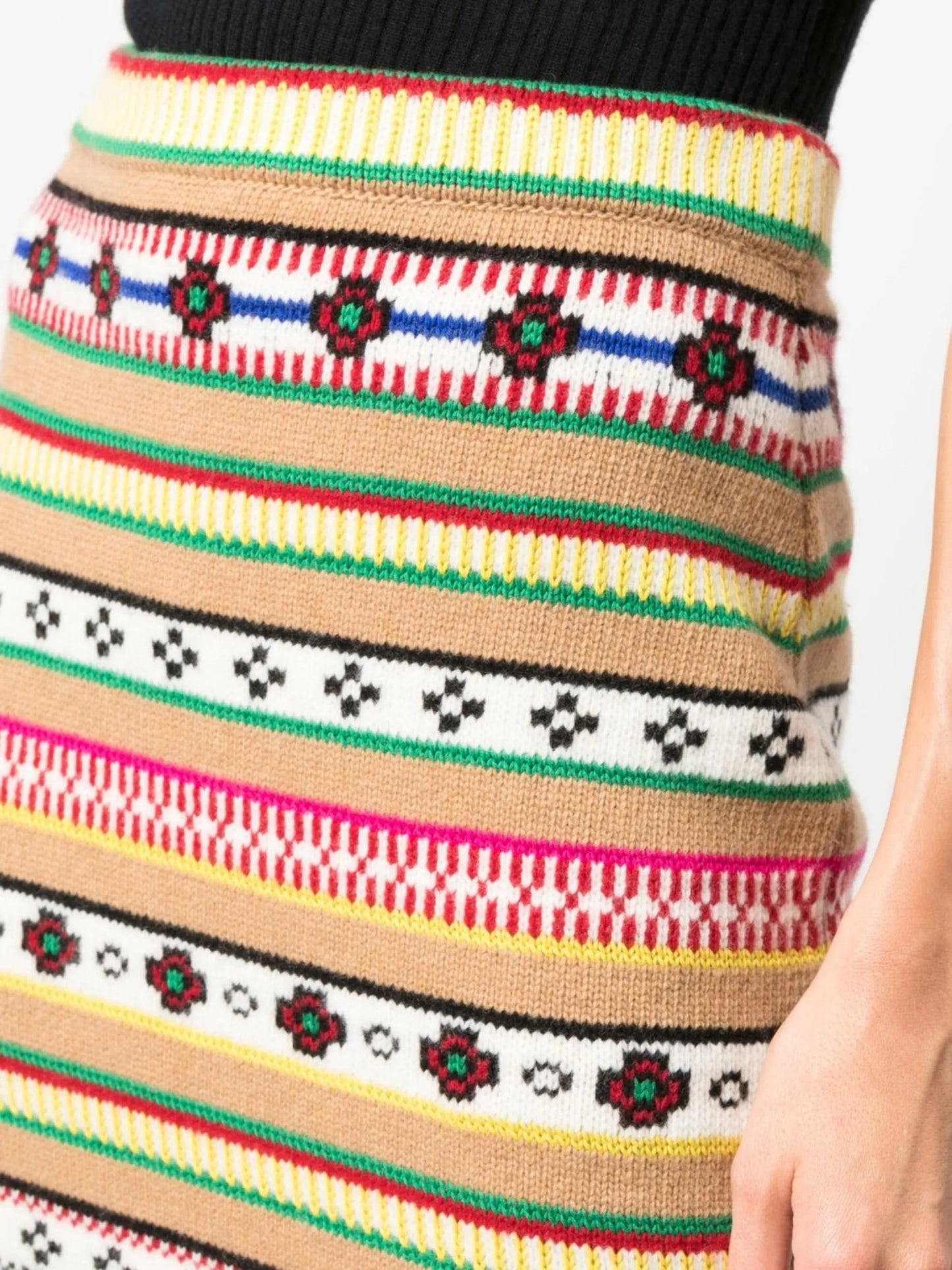 intarsia-knit high-waisted skirt