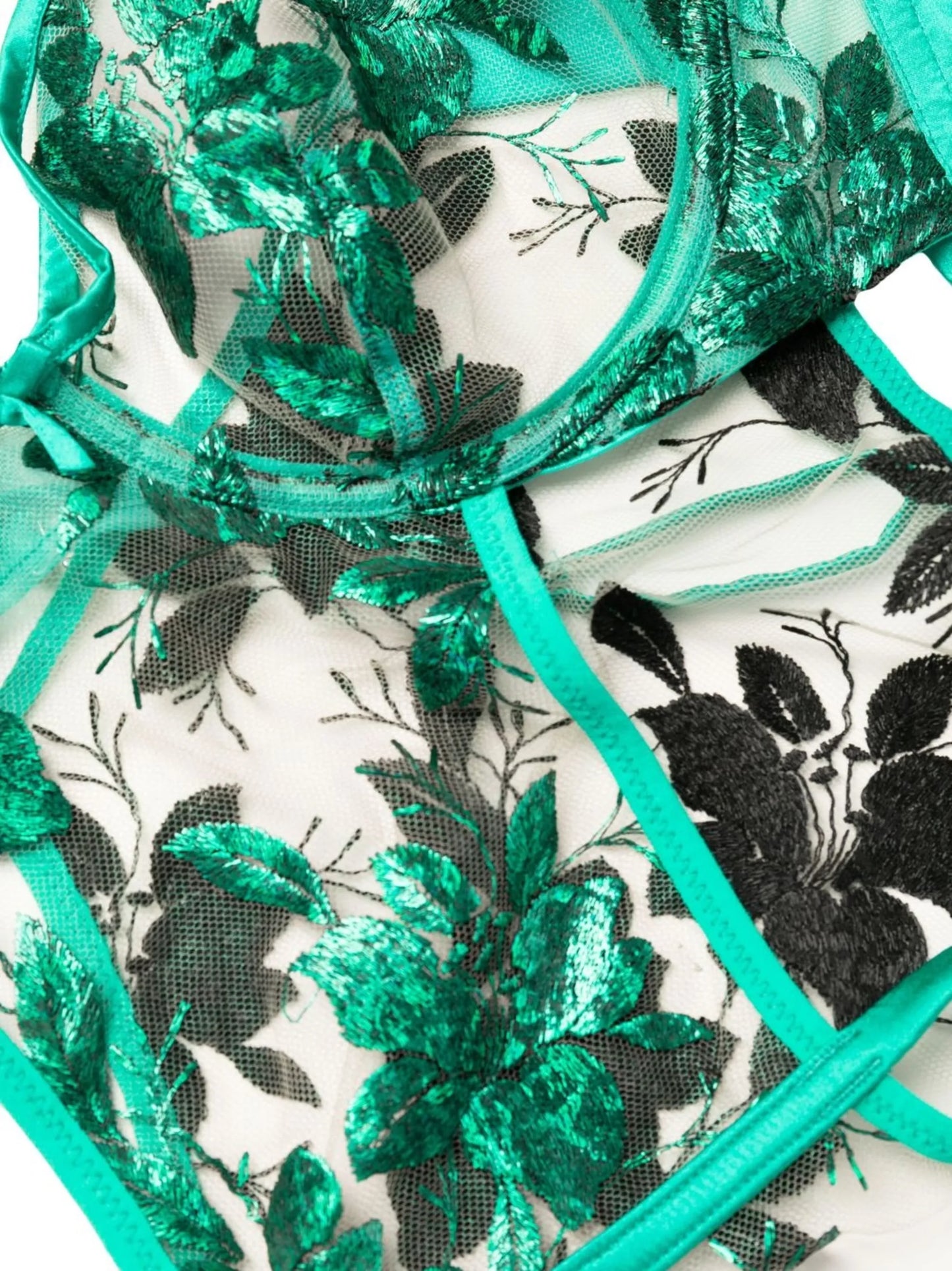 all-over floral embroidery bodysuit