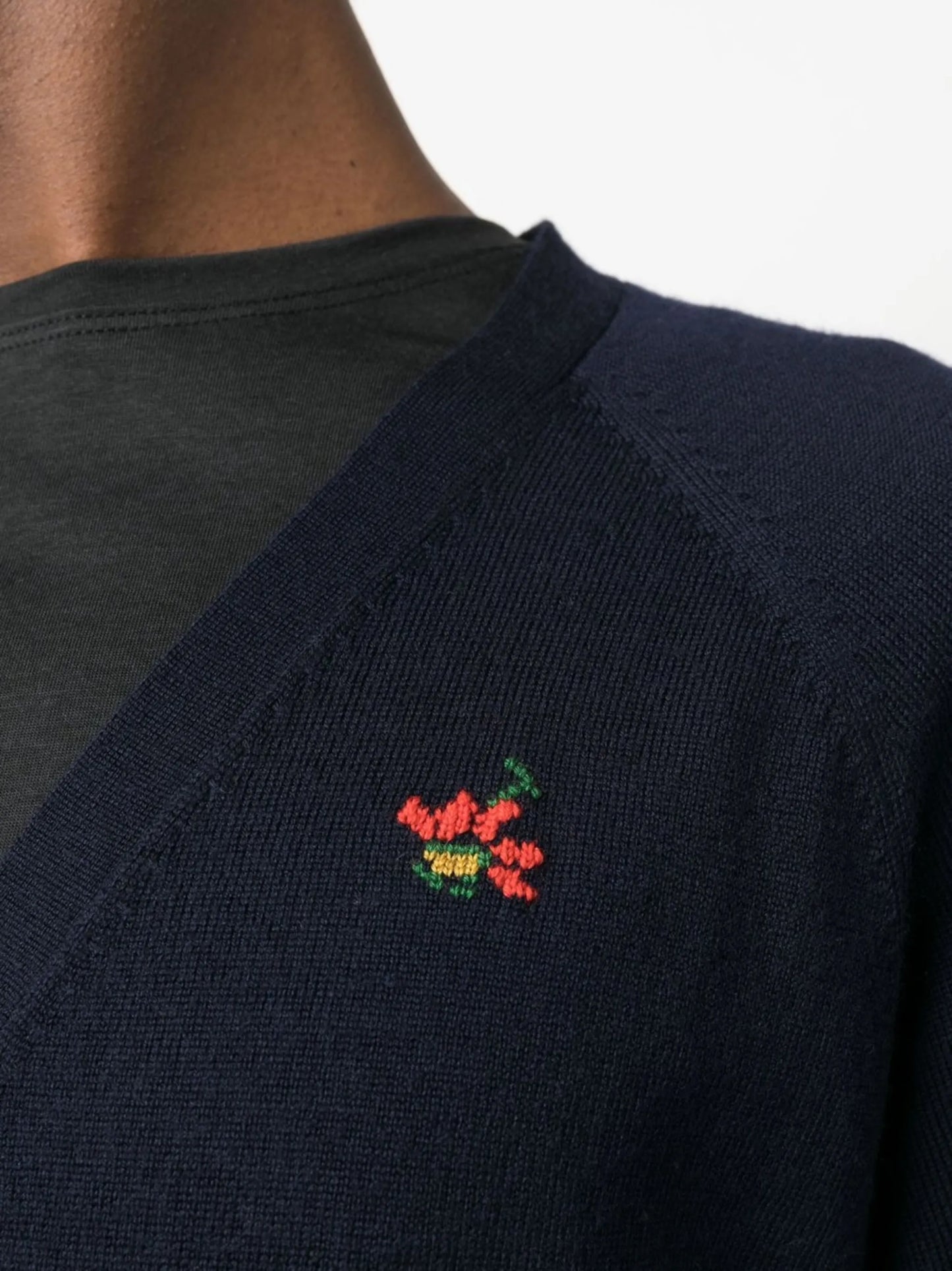 embroidered V-neck cardigan