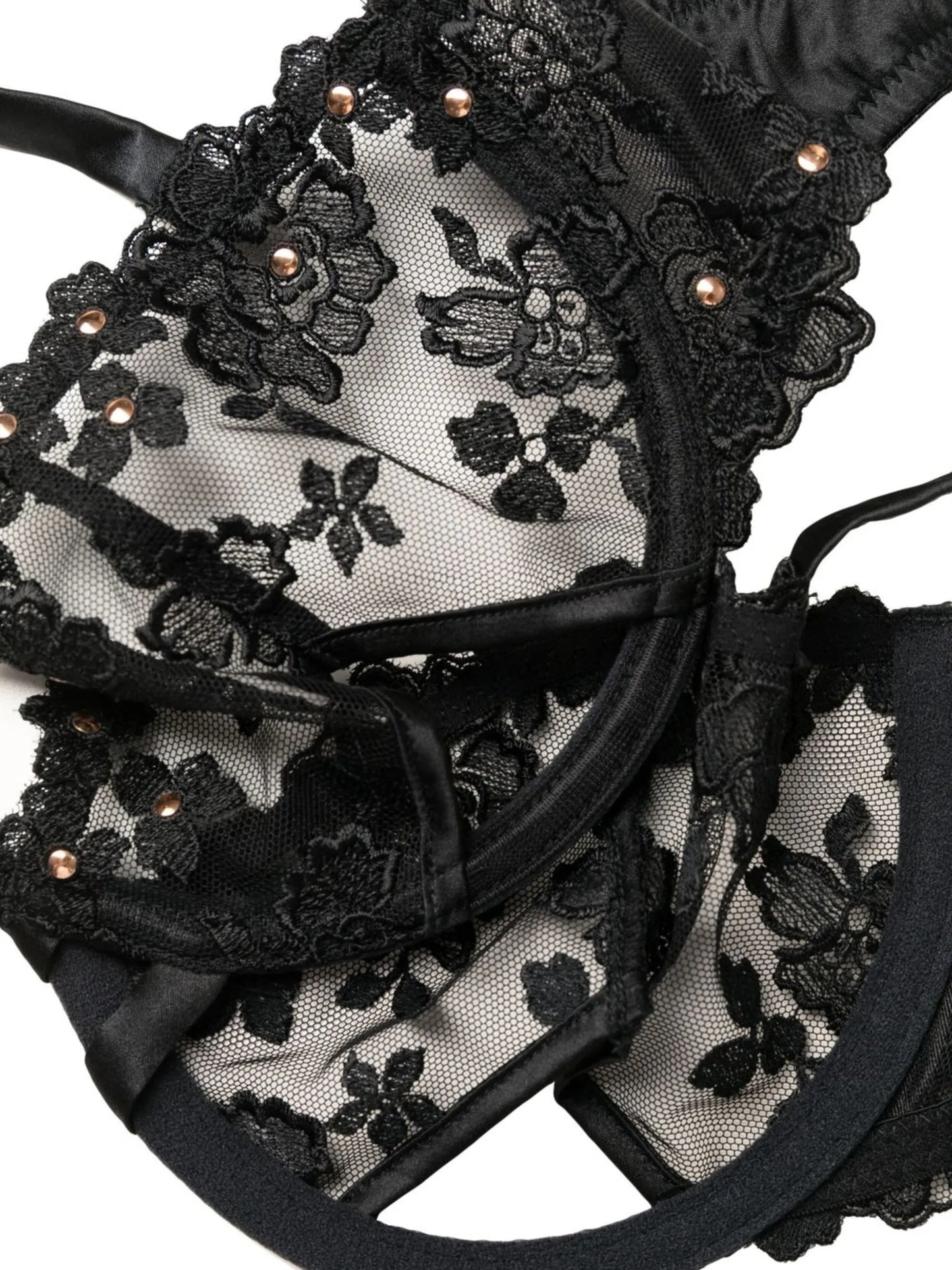 stud-detail sheer bra