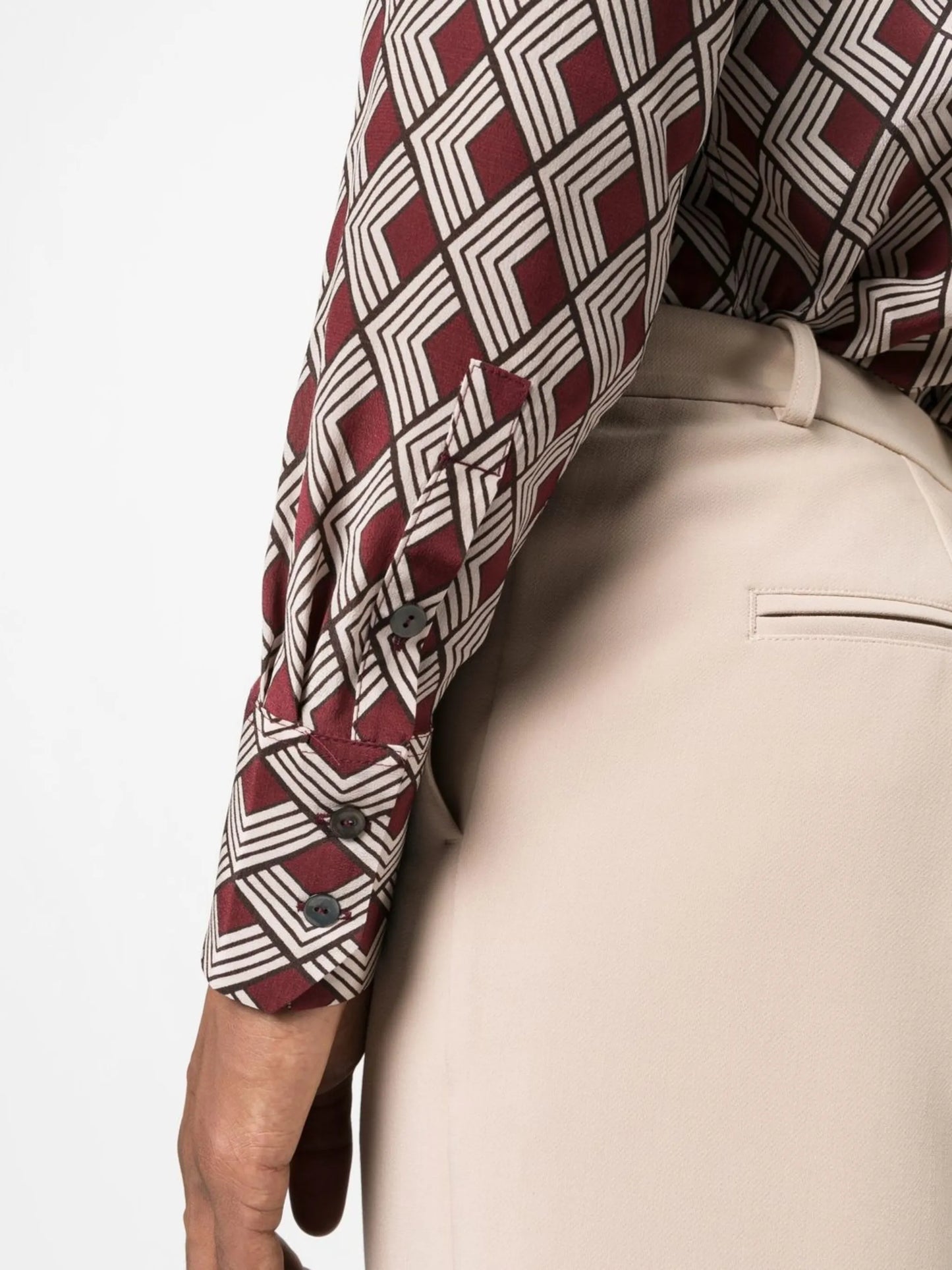 diamond-print silk shirt