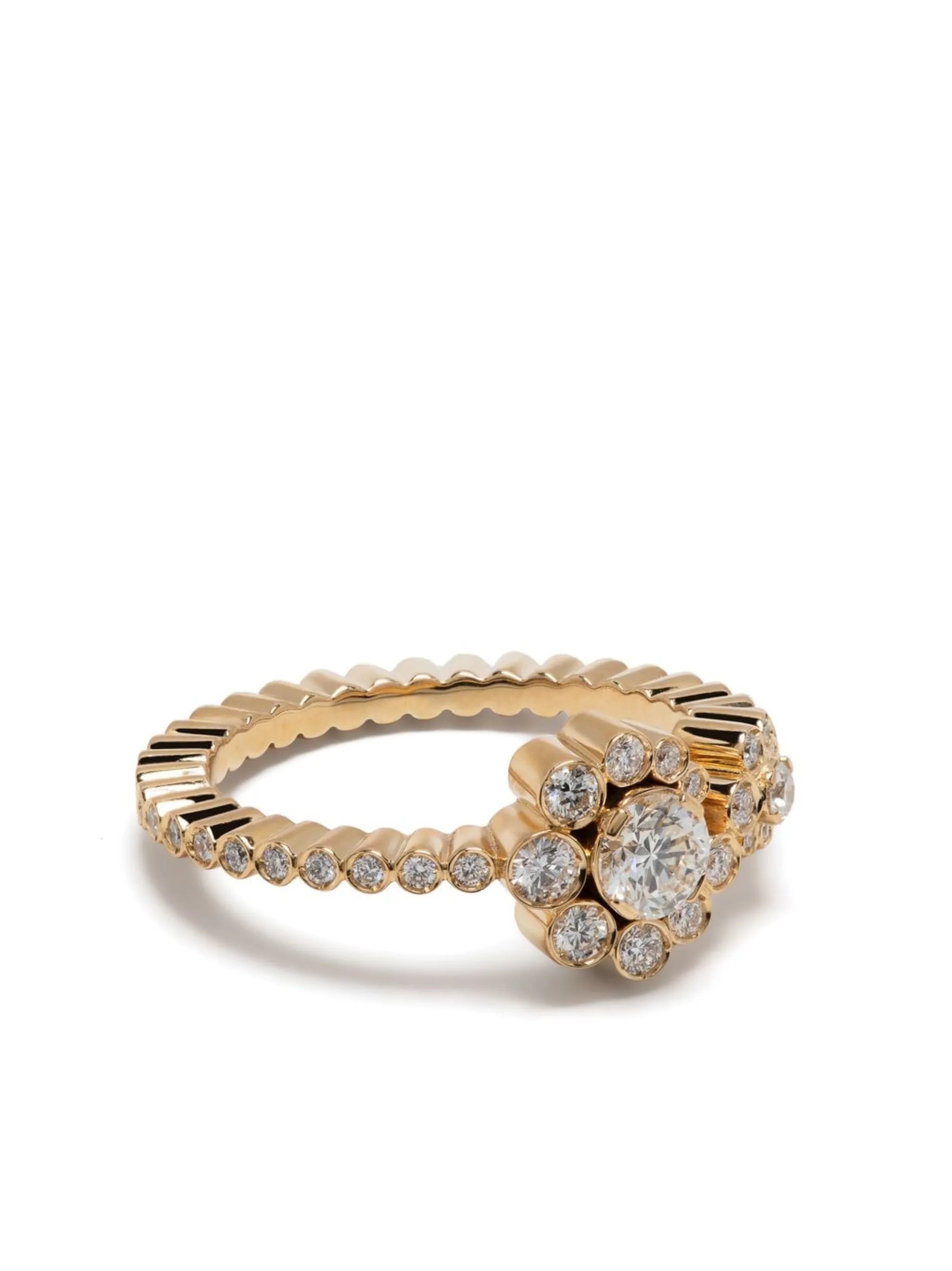 18kt yellow gold Celestine Fleur diamond ring