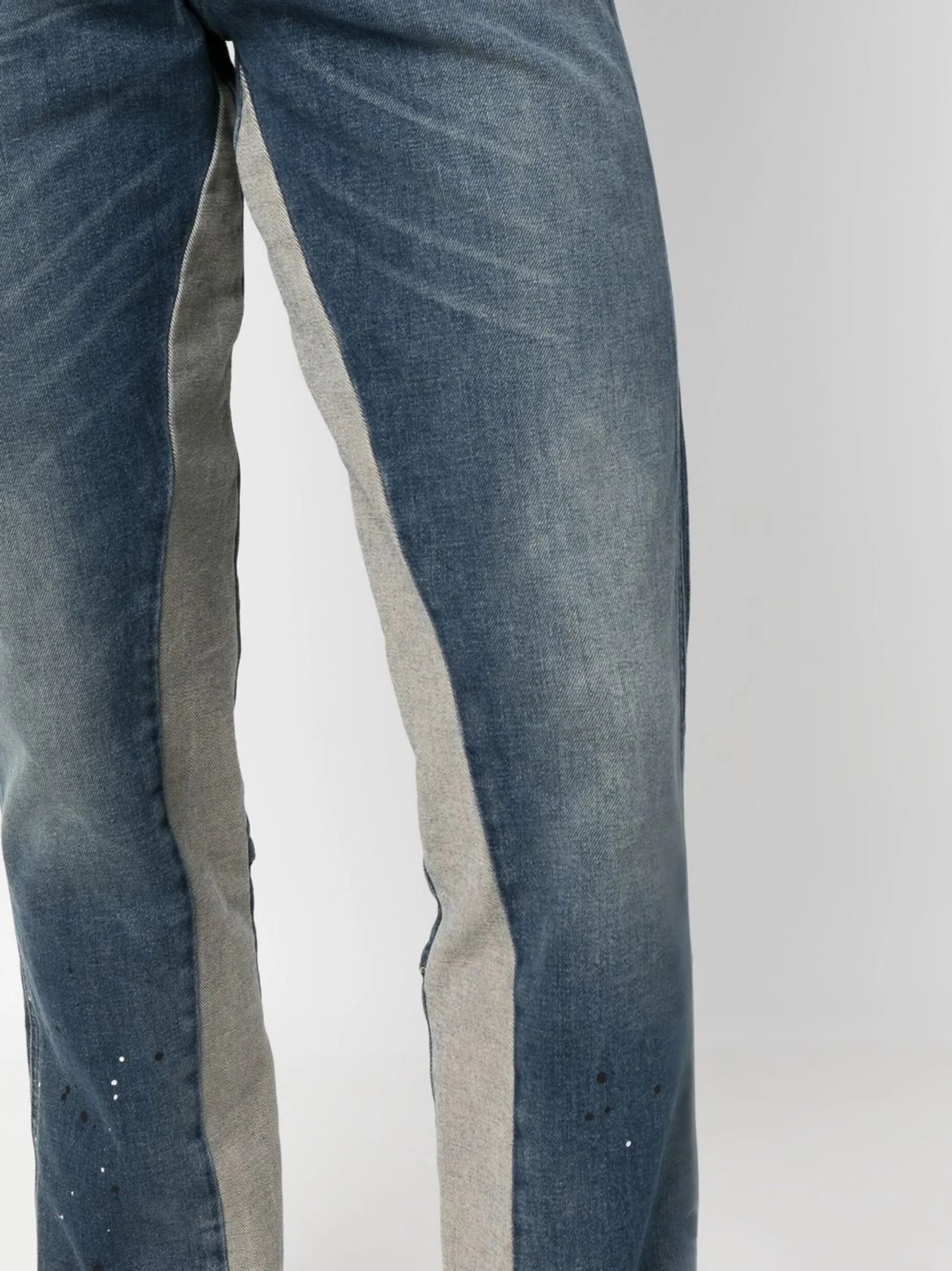 two-tone straight-leg jeans