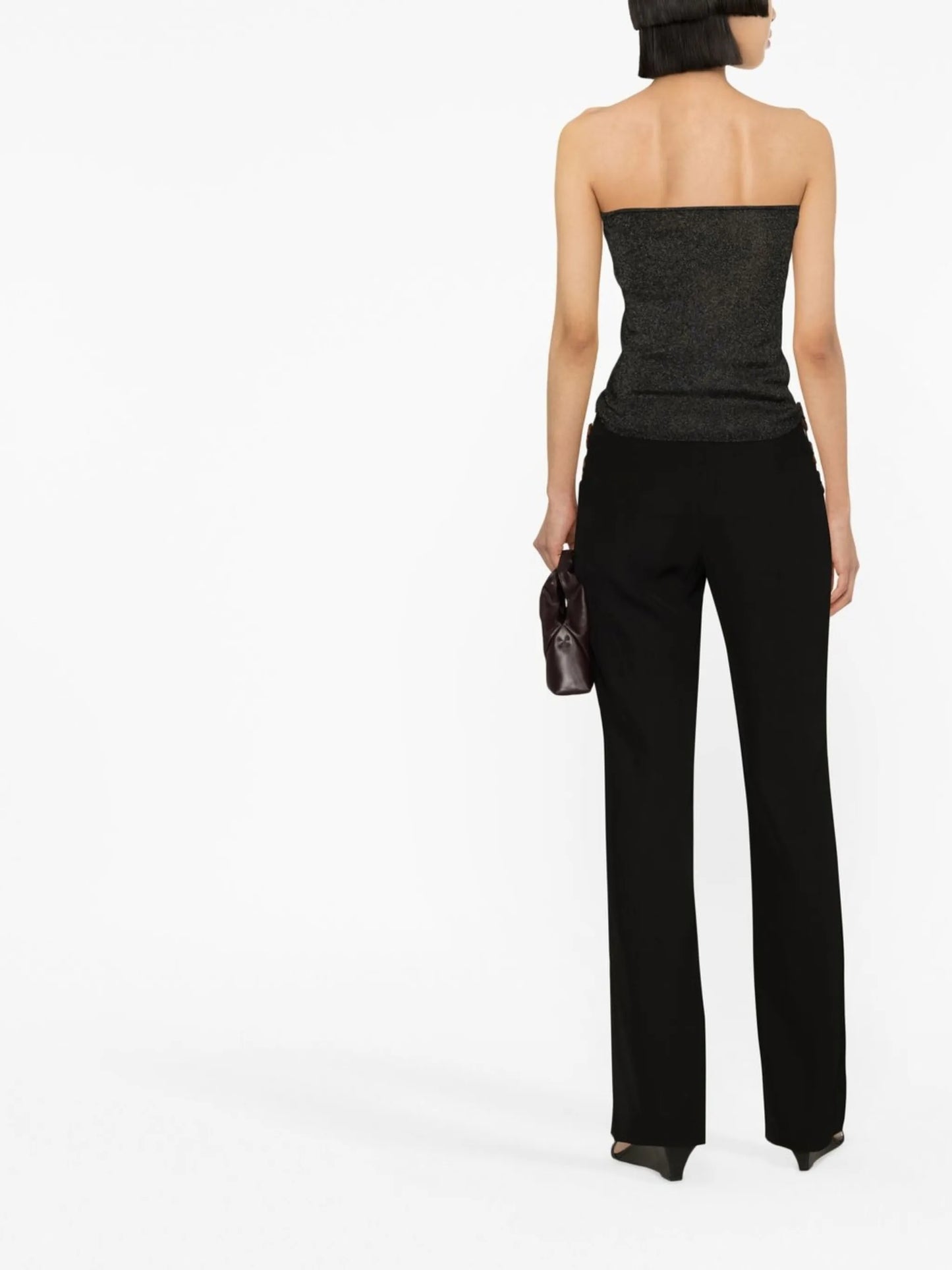 ring-detail straight-leg trousers