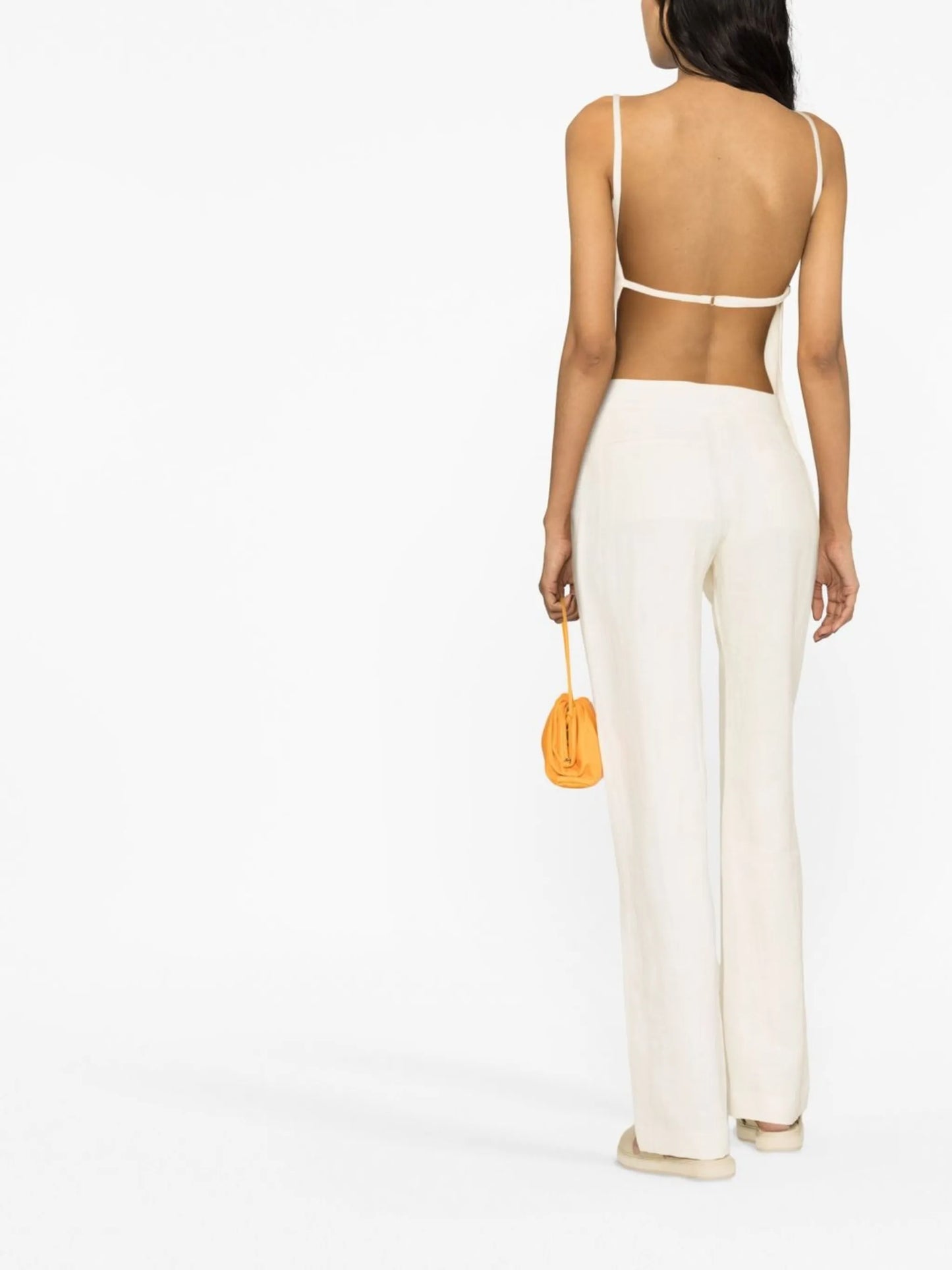linen mid-rise straight-leg trousers