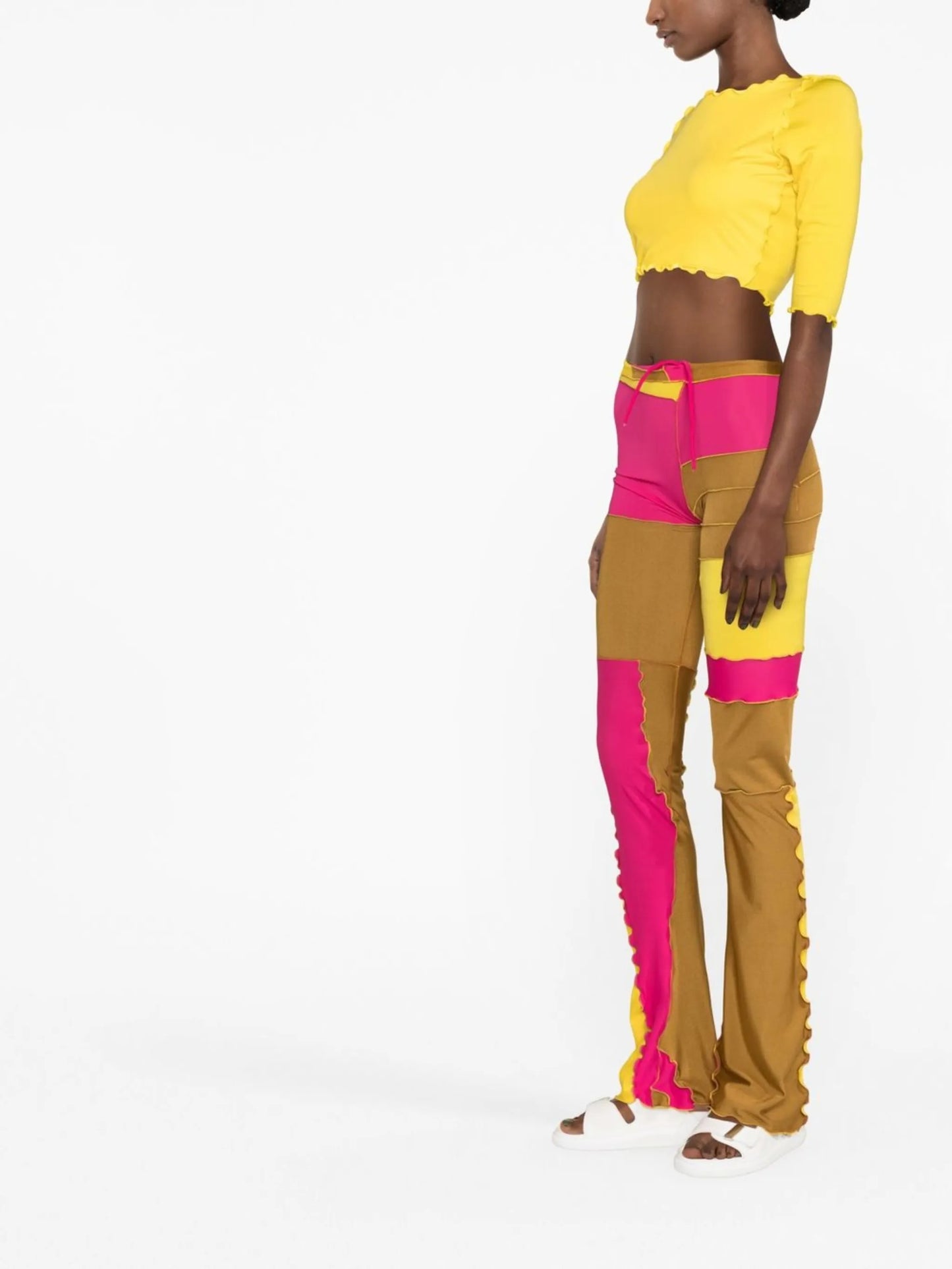 patchwork slim-fit trousers