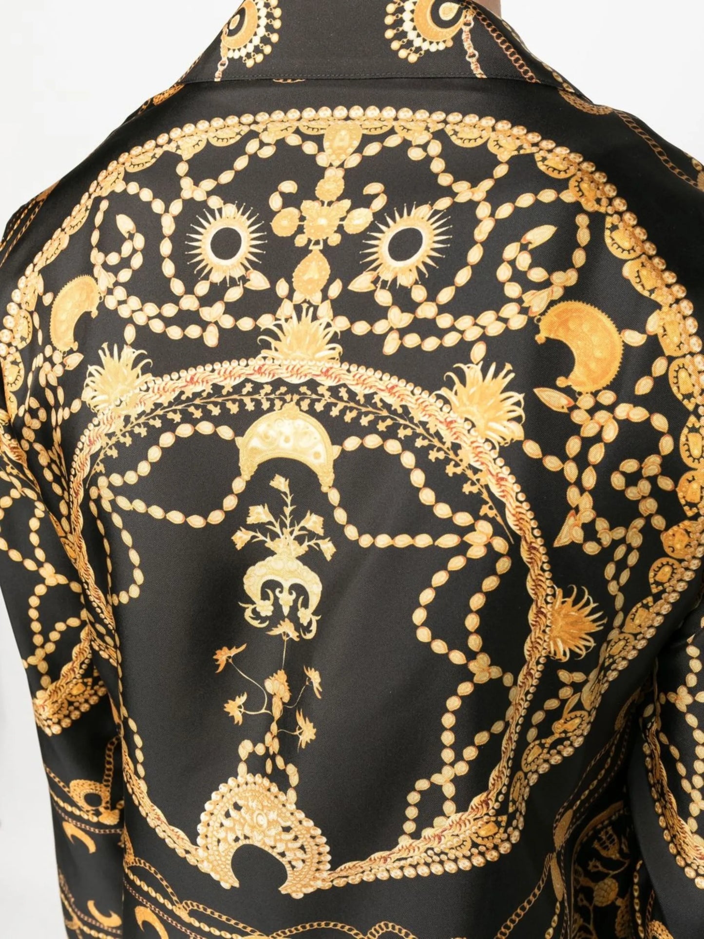 Ornament Jewelry printed silk shirt