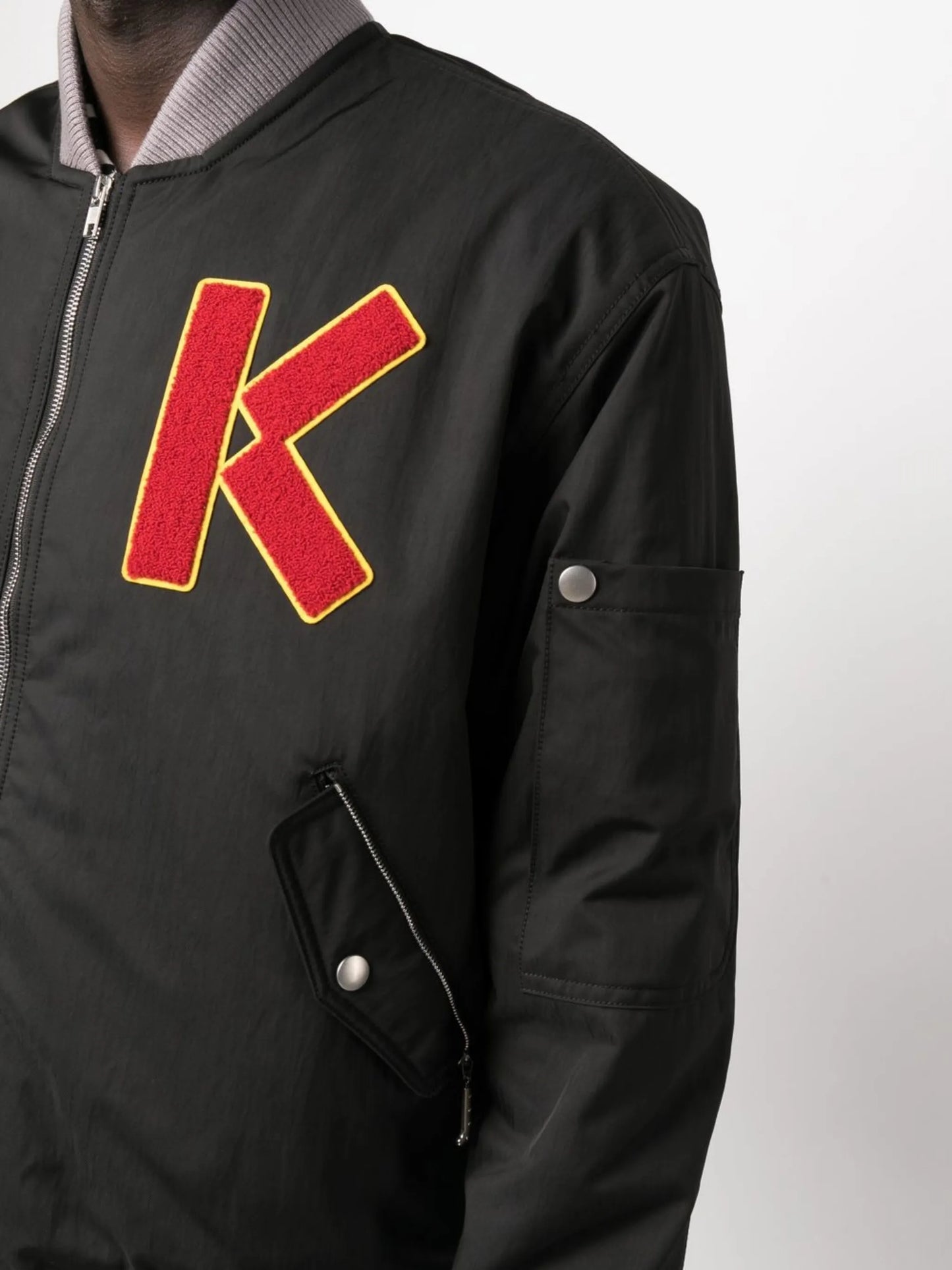 cotton embroidered-logo bomber jacket