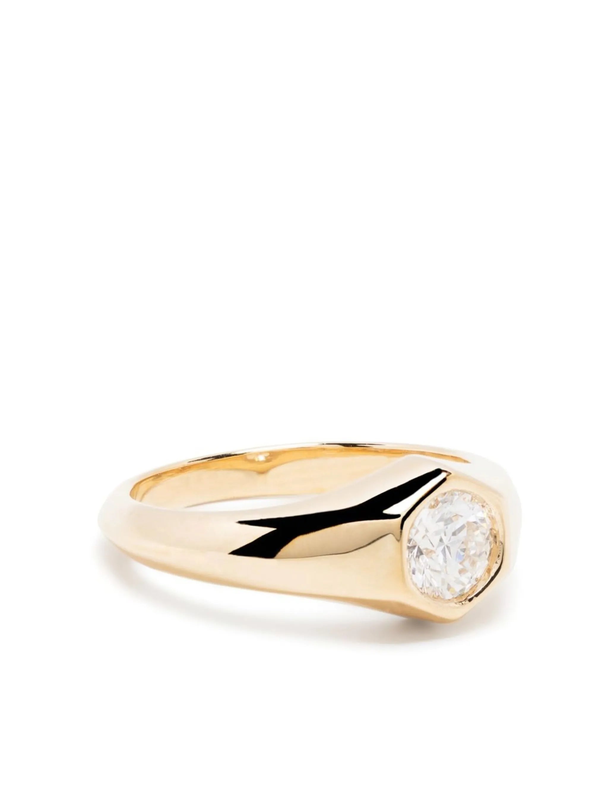 18kt yellow gold Knife Edge diamond signet ring