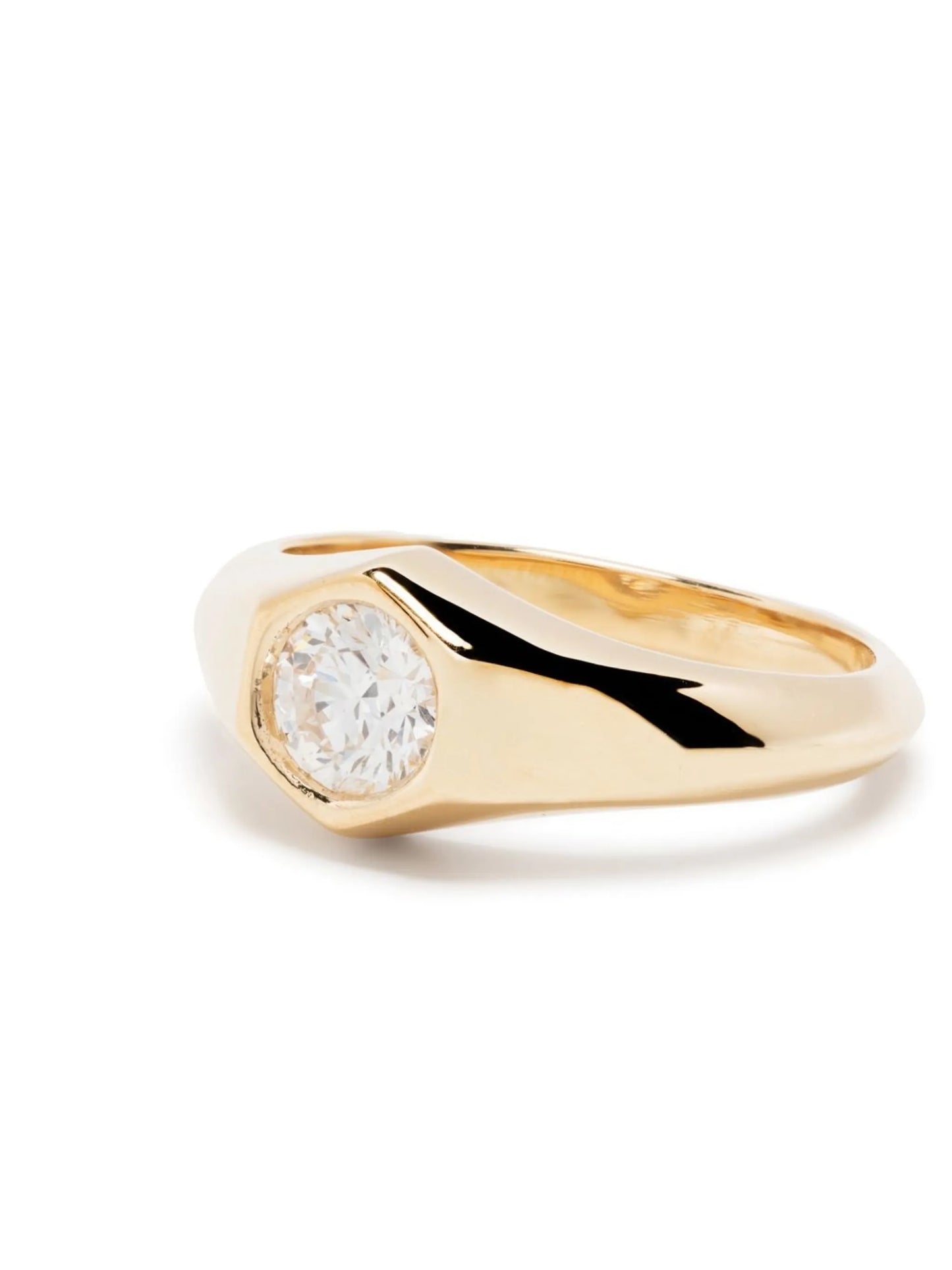 18kt yellow gold Knife Edge diamond signet ring