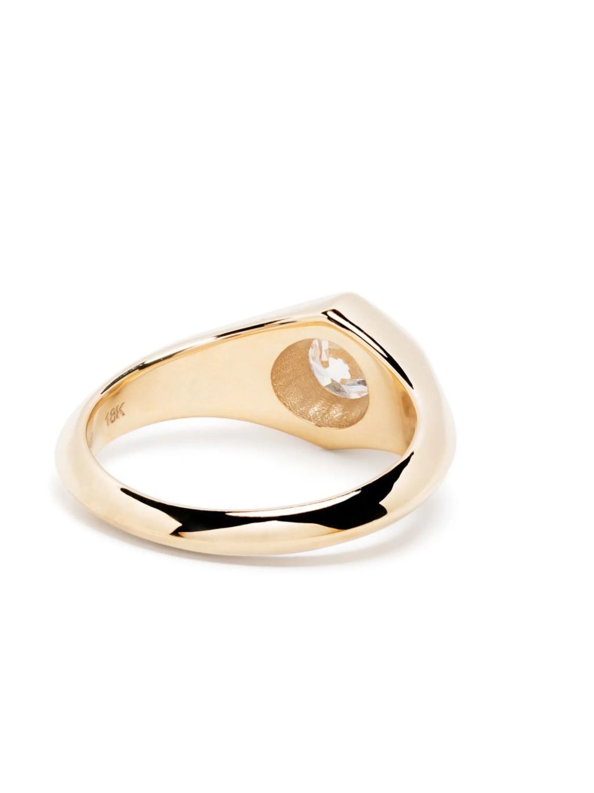 18kt yellow gold Knife Edge diamond signet ring