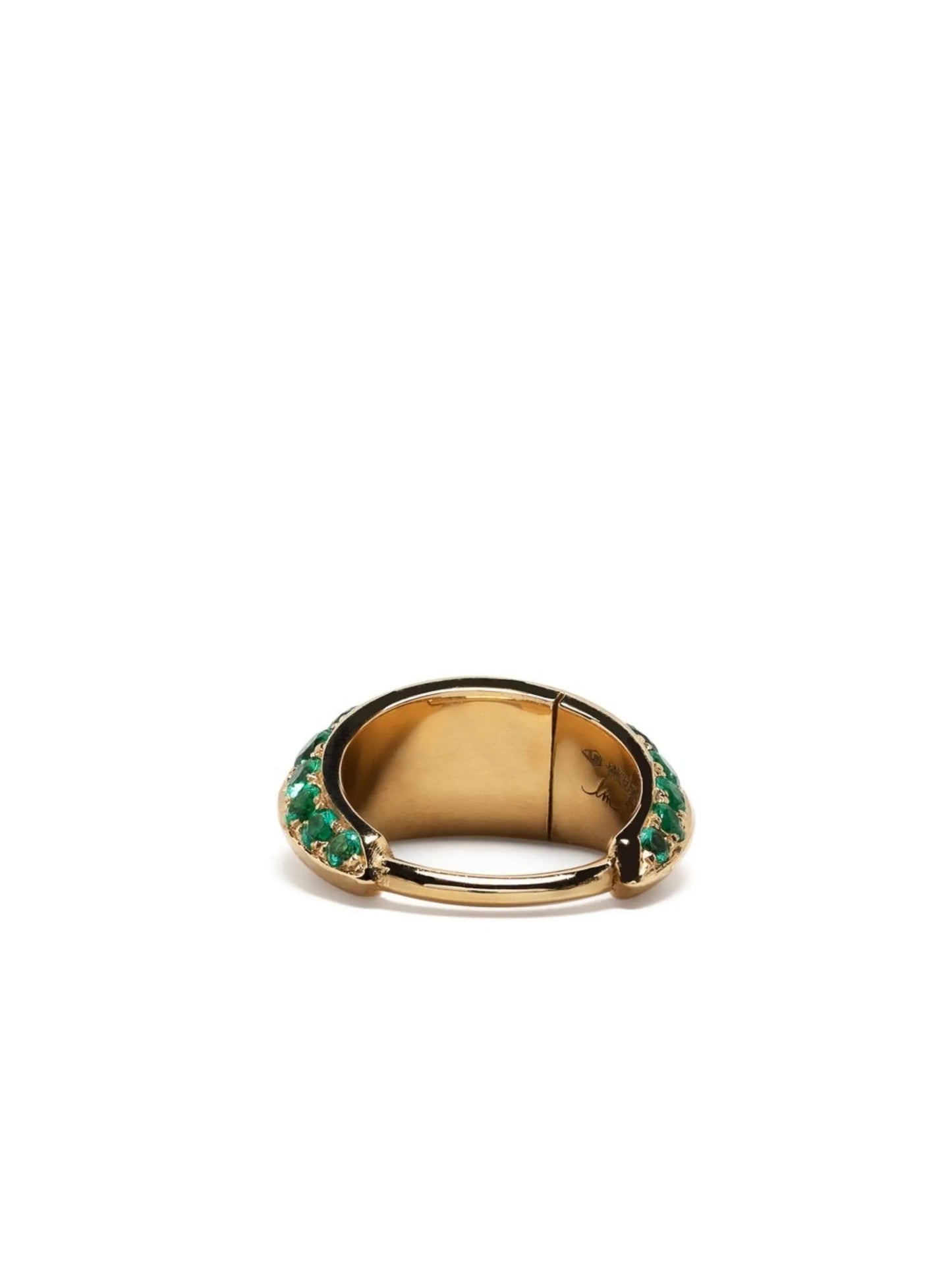 18kt yellow gold Small Crescent emerald hoop earring