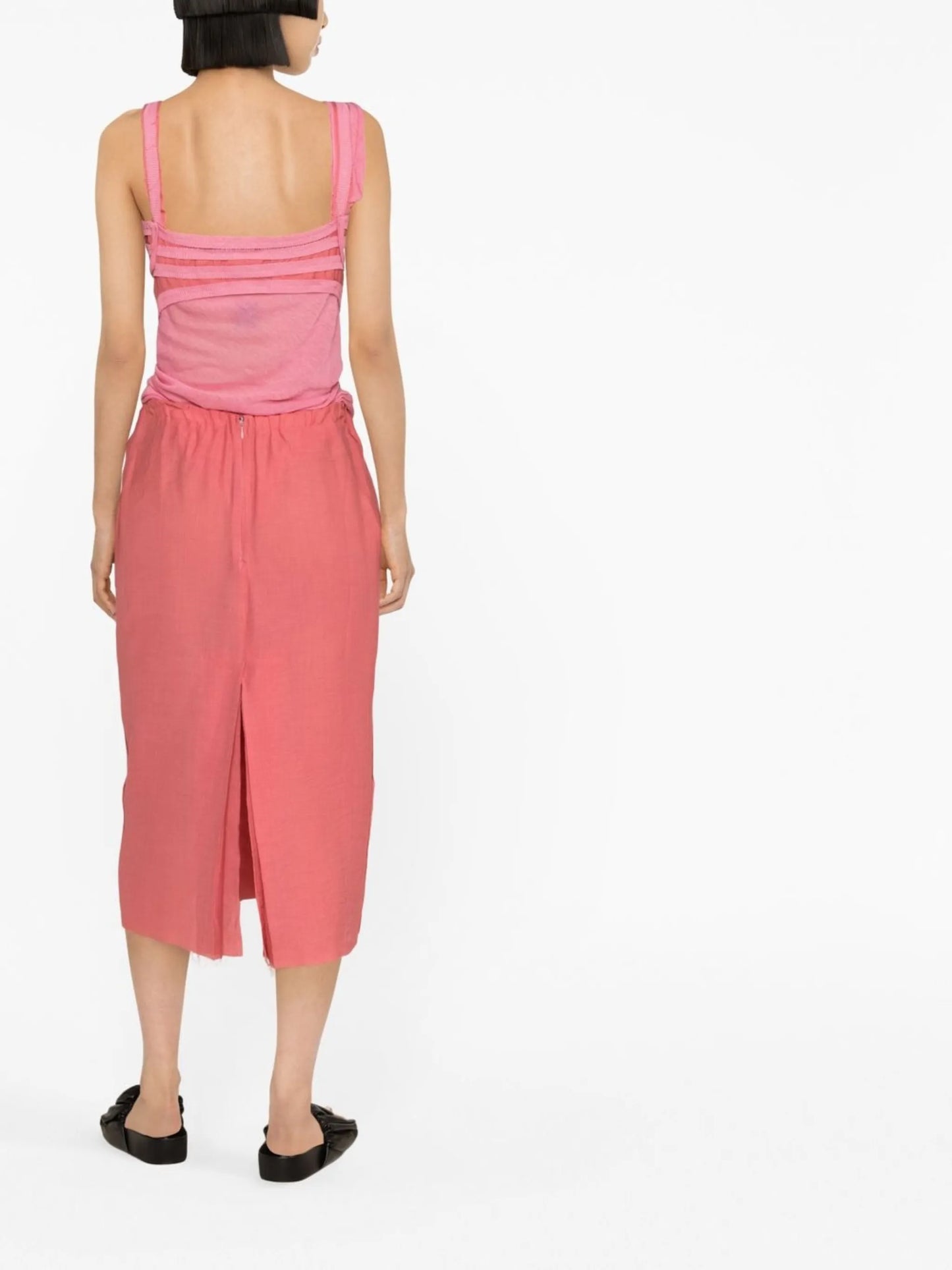 tape-detail sleeveless midi dress