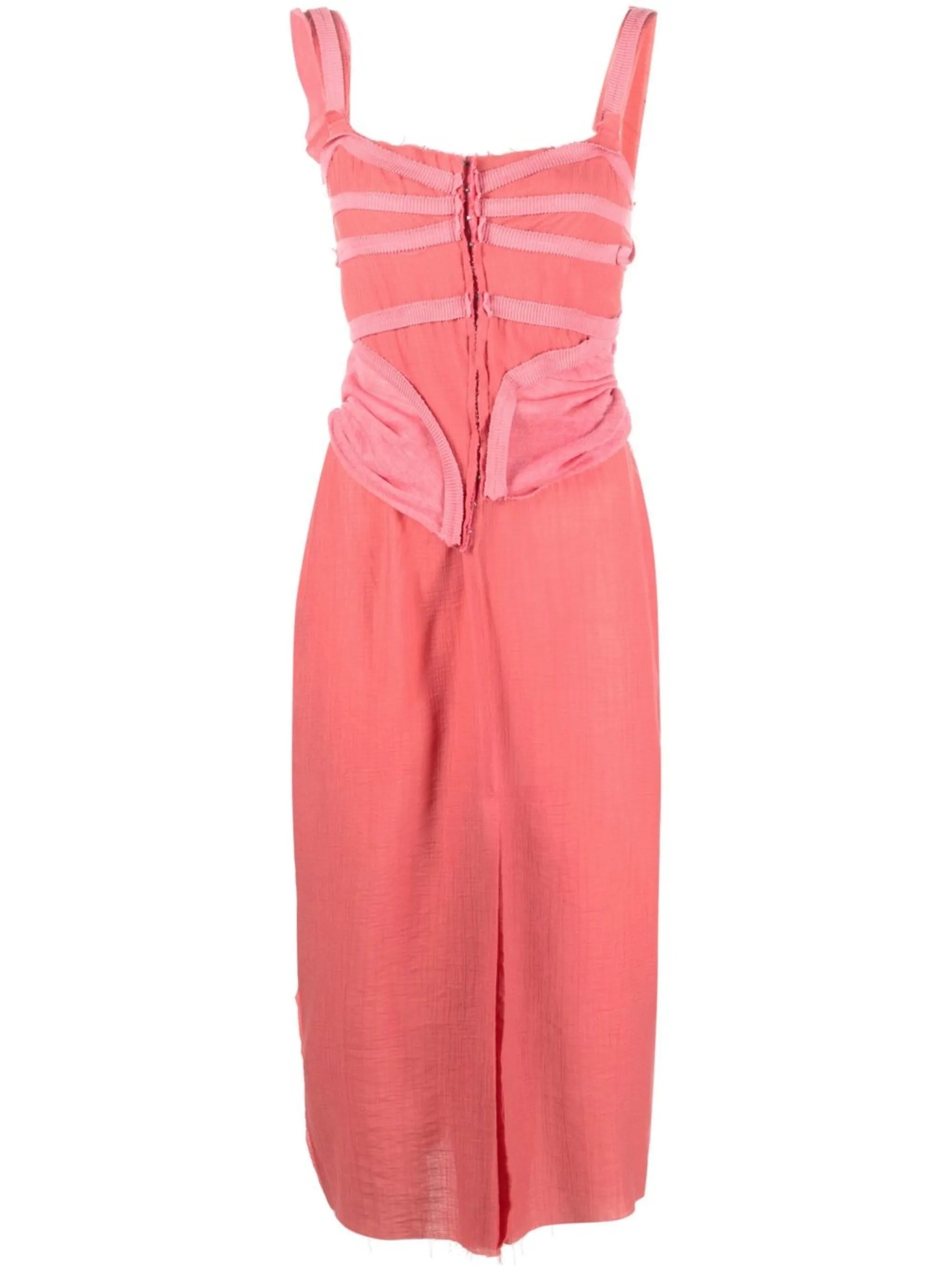 tape-detail sleeveless midi dress