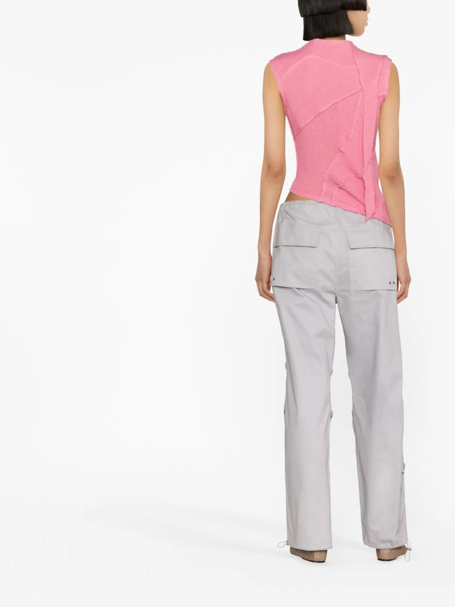 asymmetric ribbed-knit top