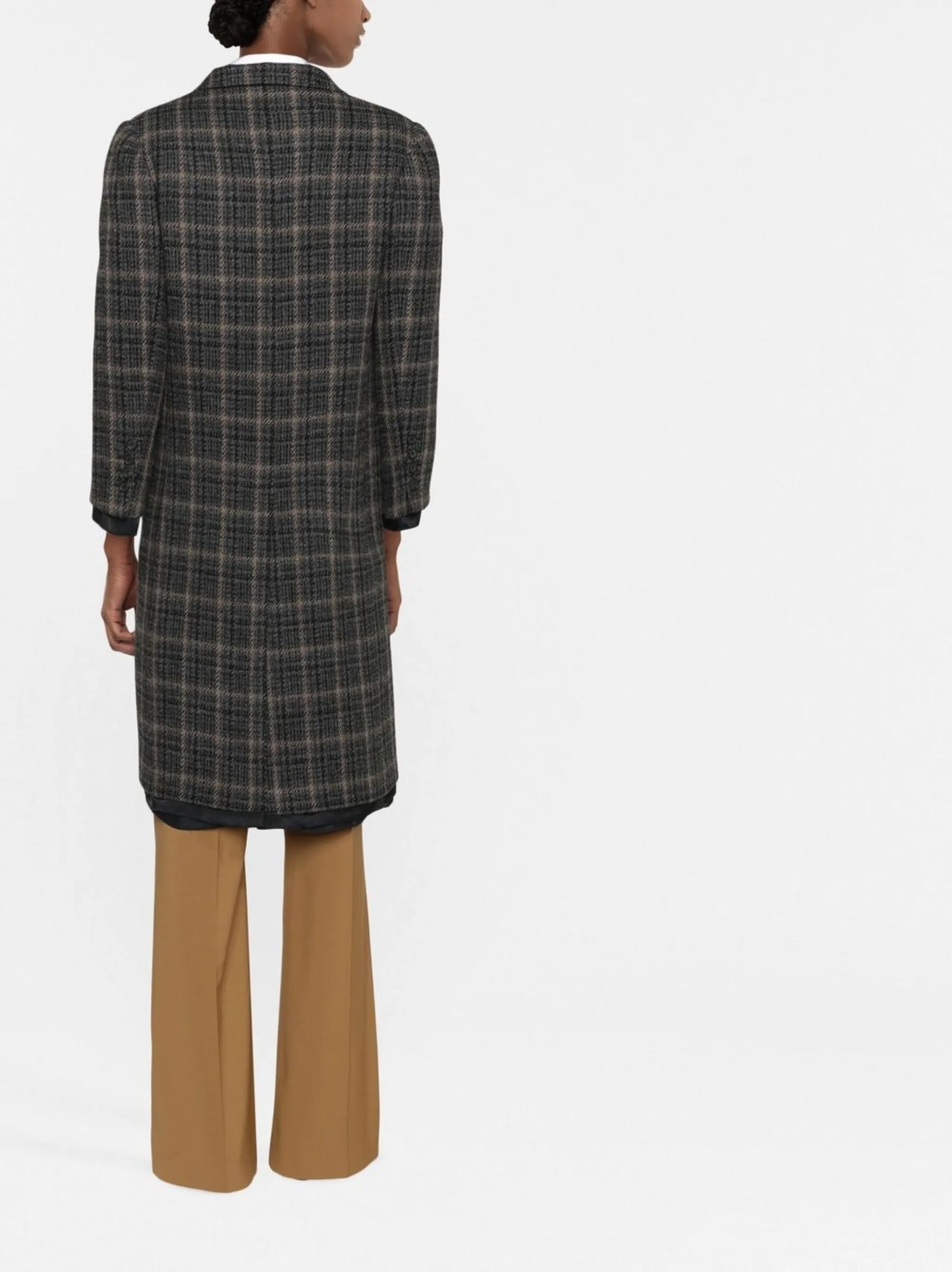 double-breasted plaid coat