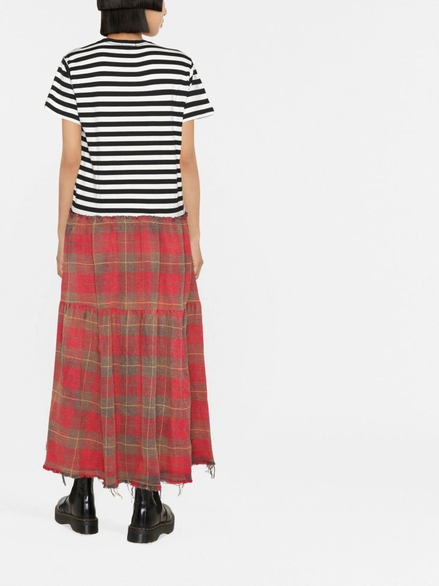 striped and plaid maxi dress