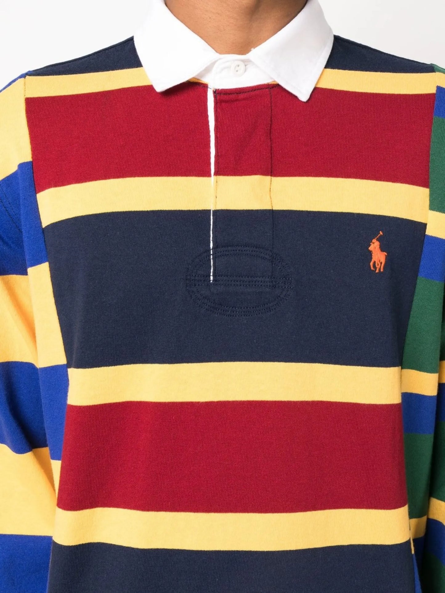 striped long-sleeved polo shirt
