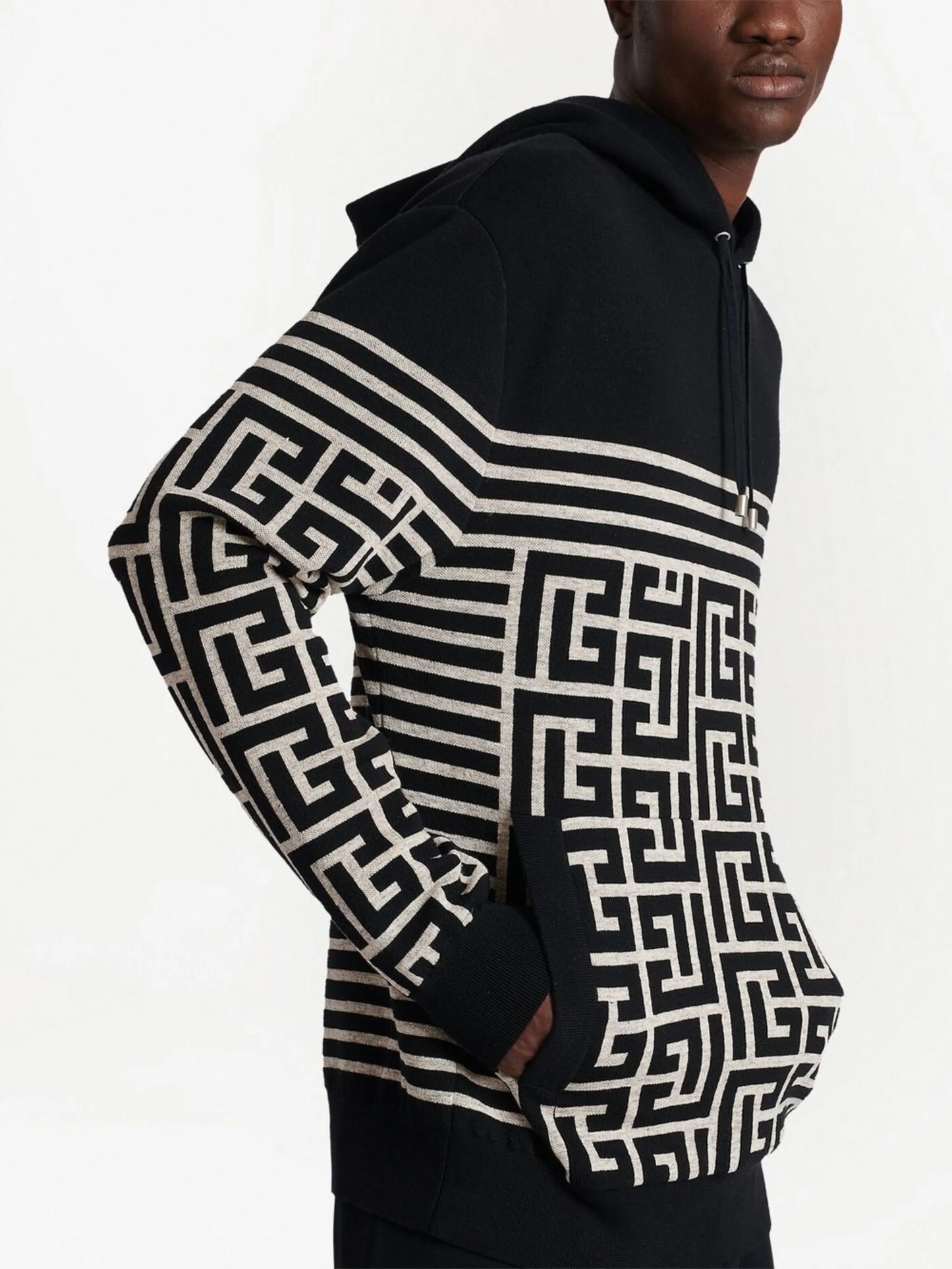 PB monogram knitted hoodie