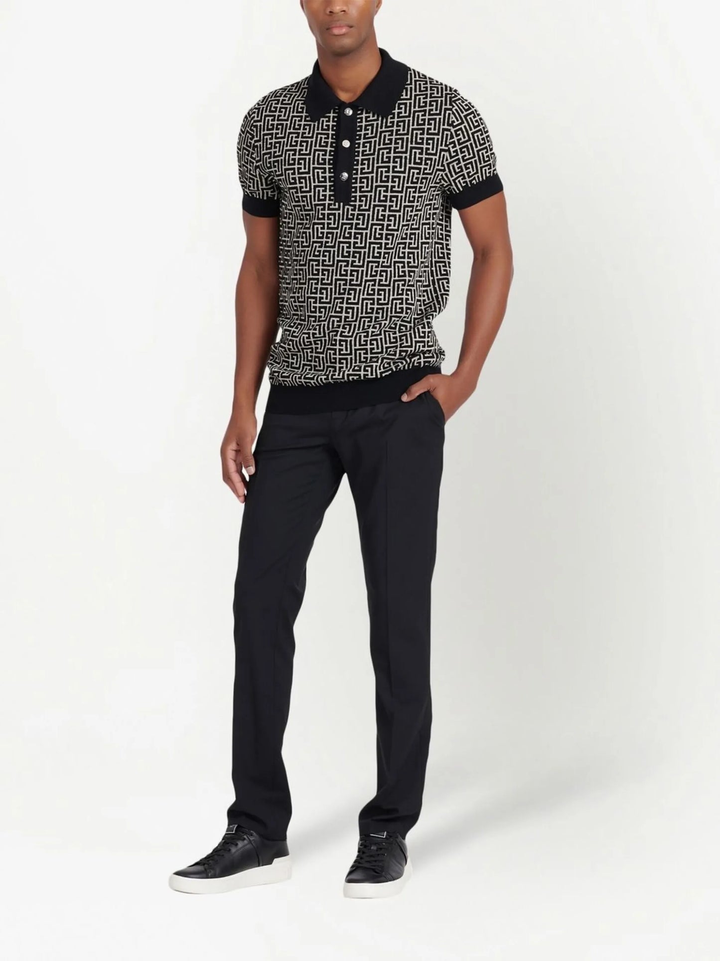 PB monogram jacquard polo shirt
