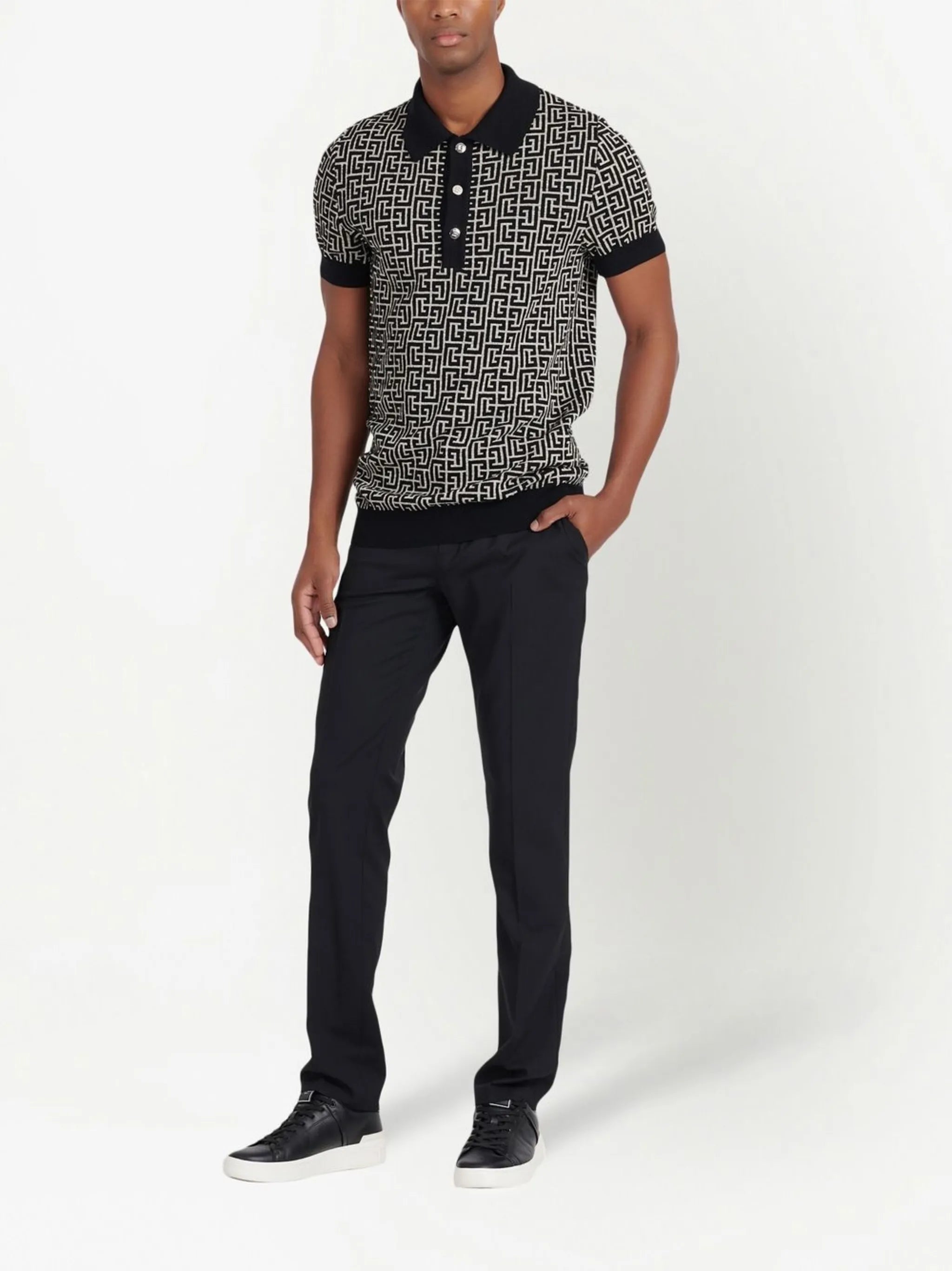 PB monogram jacquard polo shirt