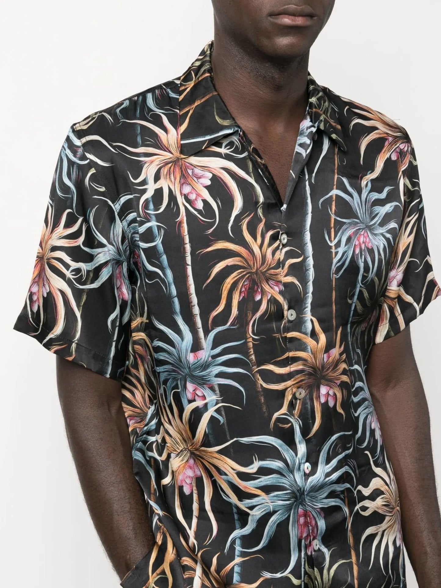 abstract-print silk shirt
