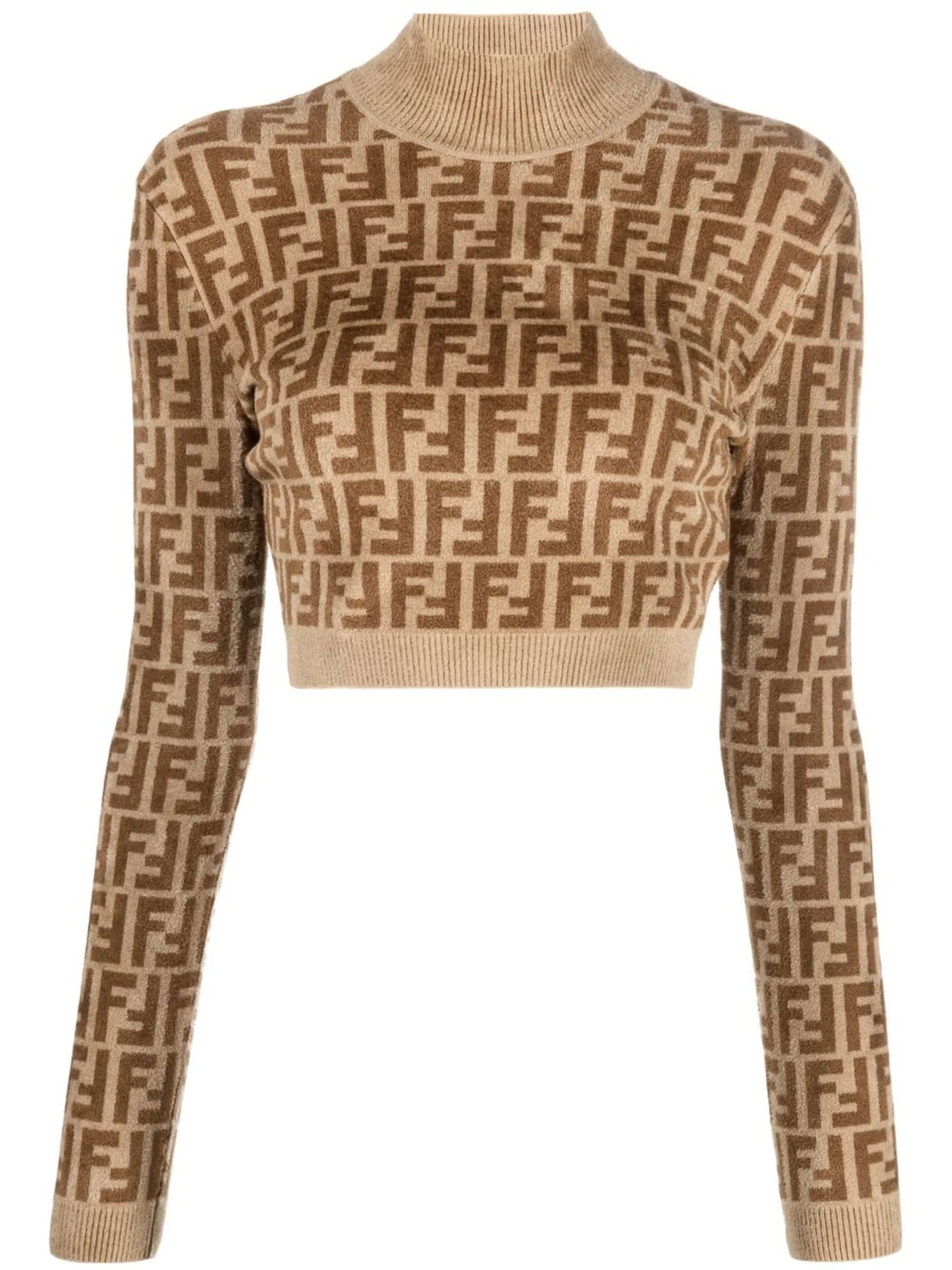 intarsia-knit logo top
