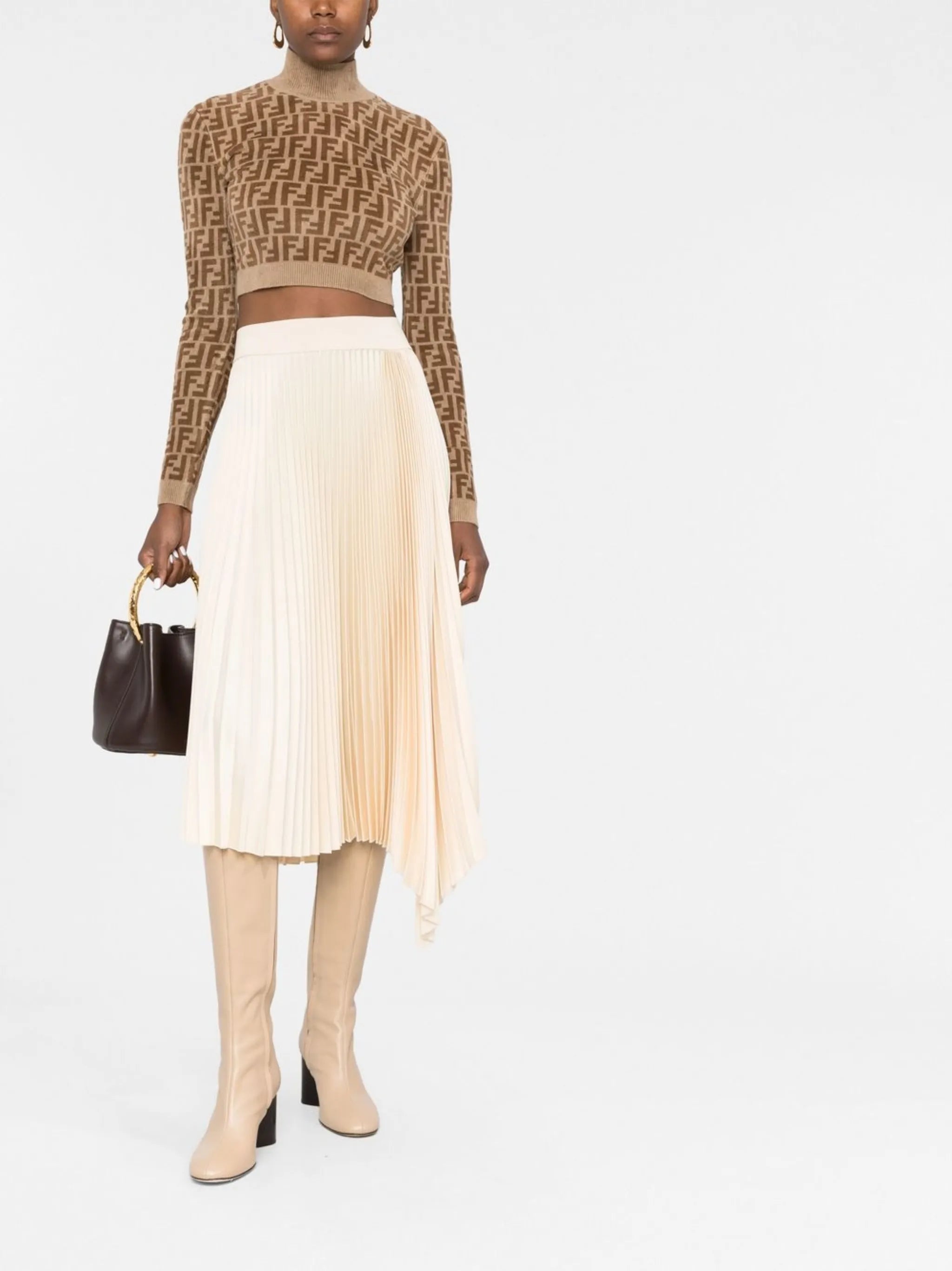 intarsia-knit logo top