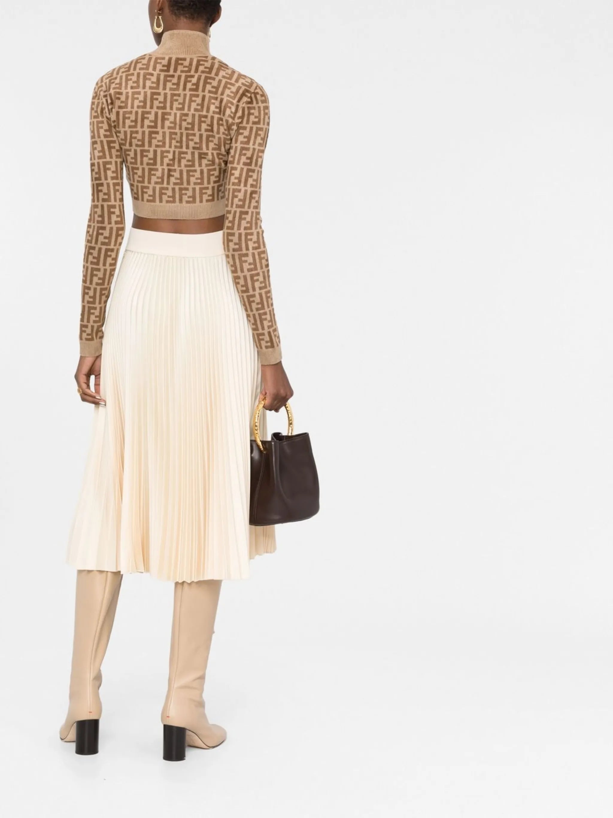 intarsia-knit logo top