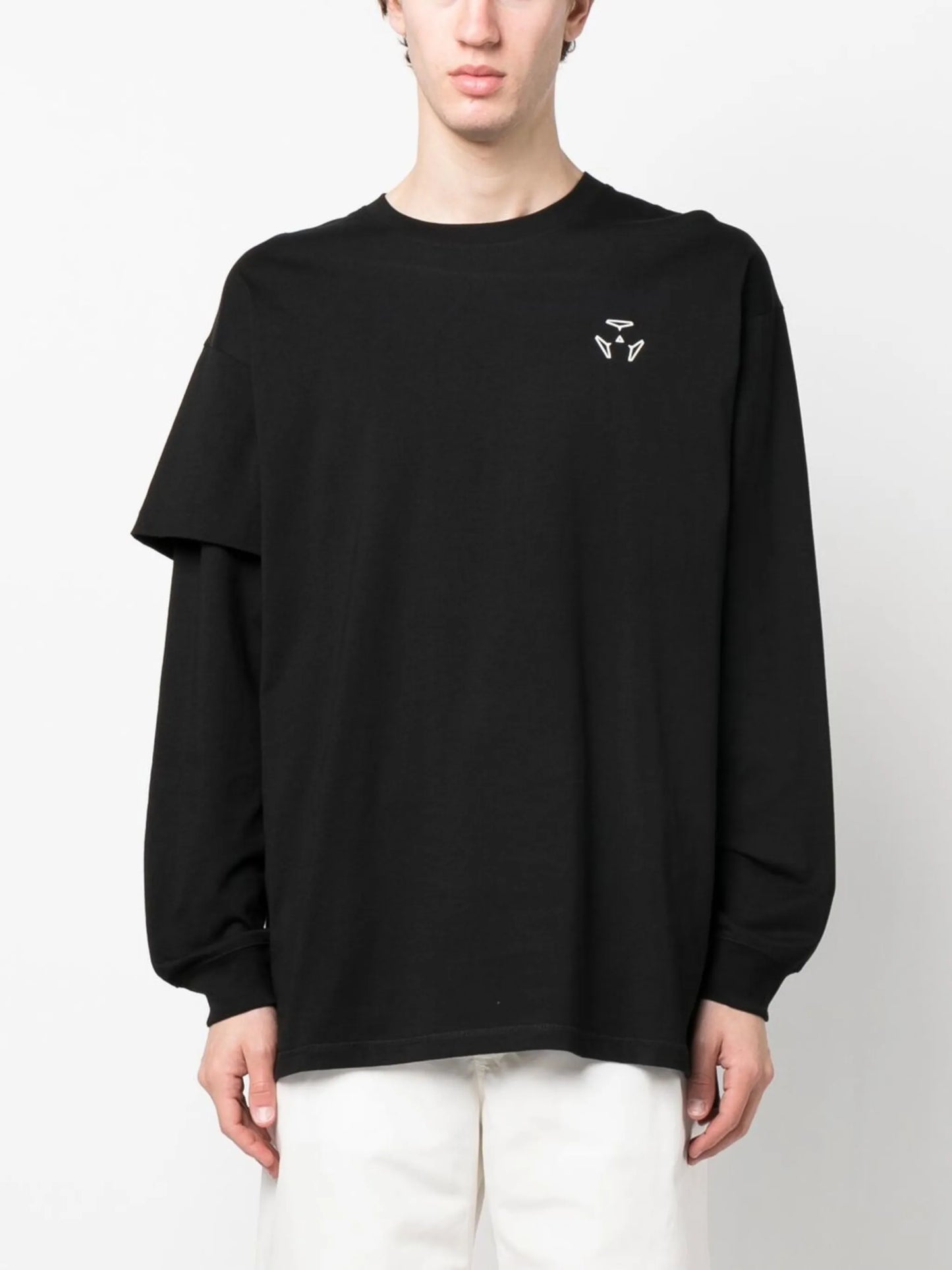 graphic-print asymmetric-sleeve T-shirt