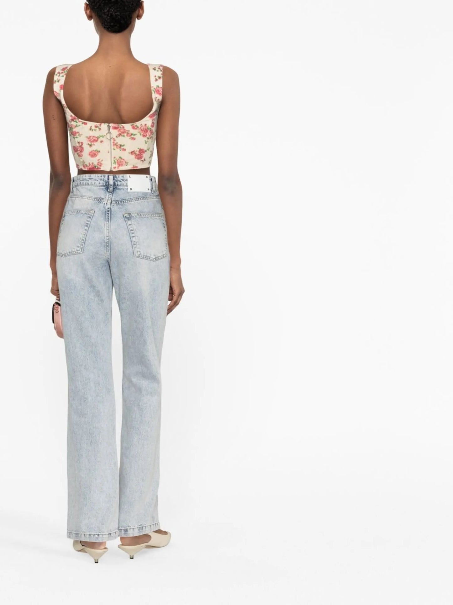 high-waisted flared jeans